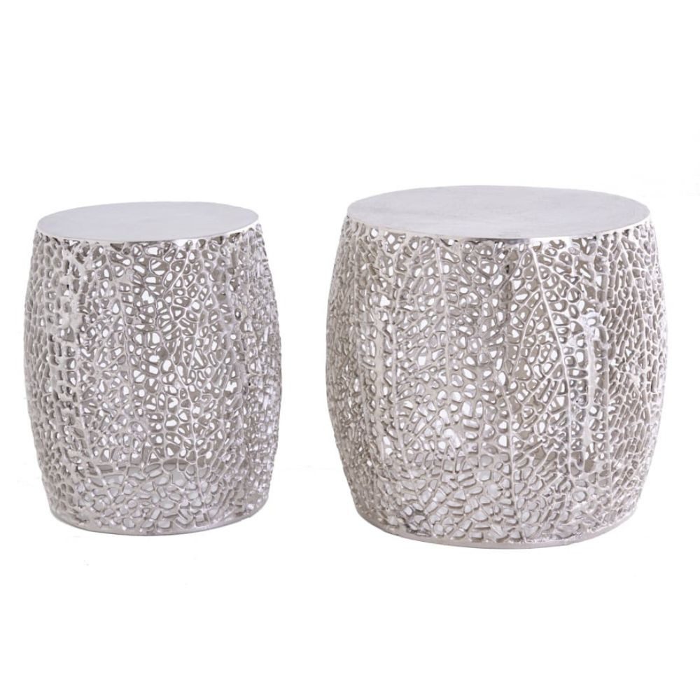 Couchtisch Extravagantes 2er Set Couchtisch RIXOS silber Metall Handarbeit
