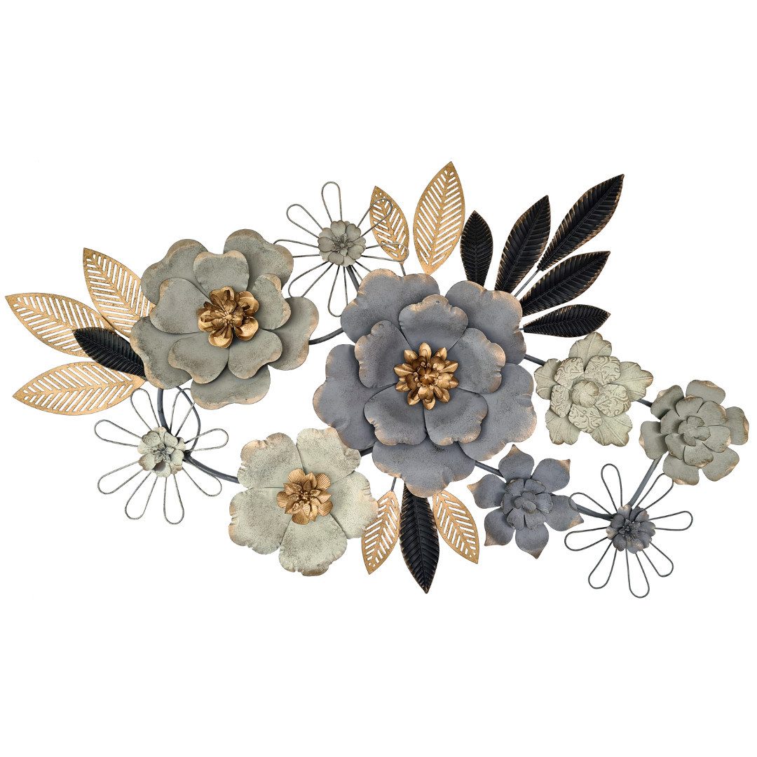 Wanddekoobjekt Blumen, Metall, Groß, 122 cm