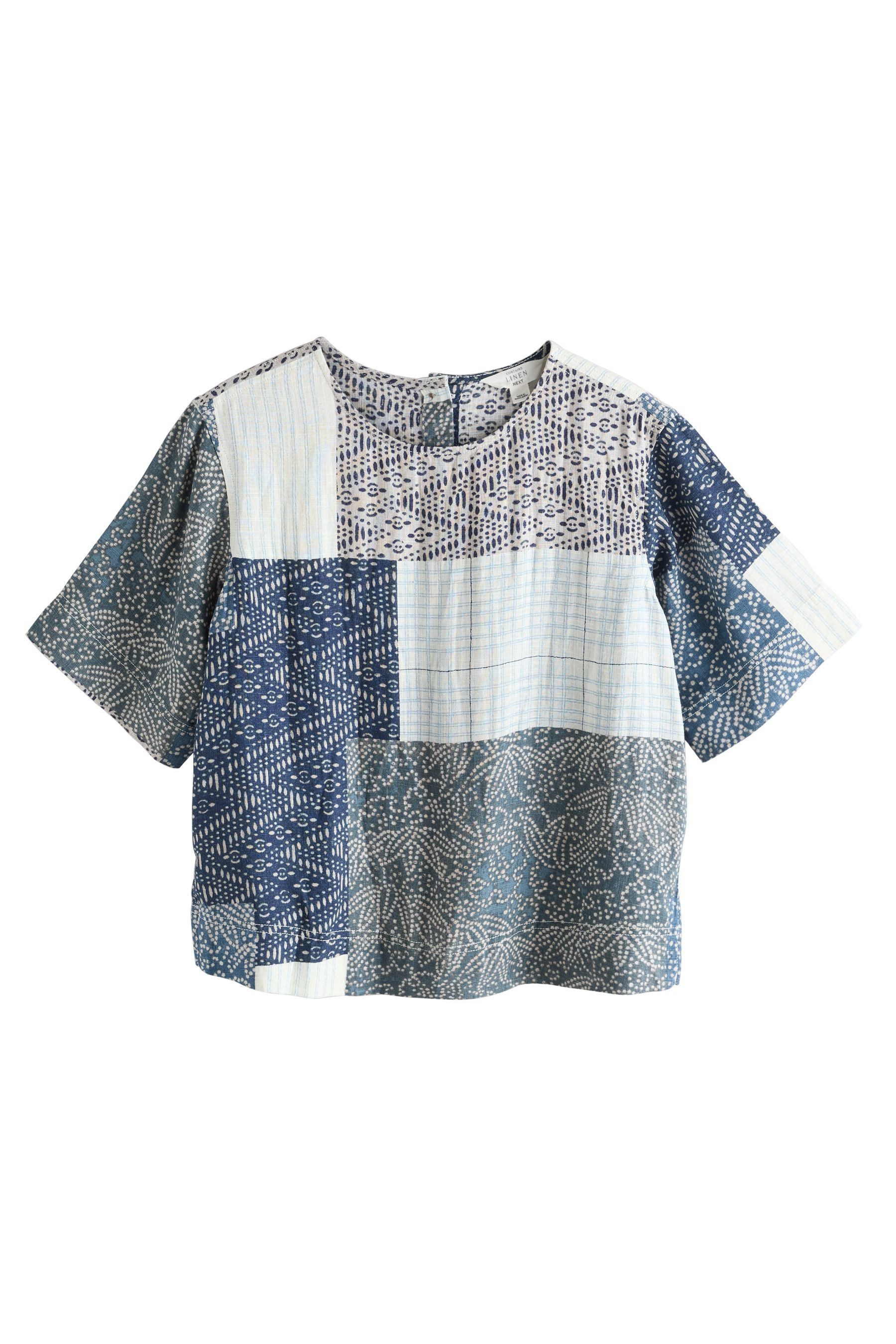 T-Shirt Kurzärmeliges, kastiges T-Shirt mit Leinenanteil