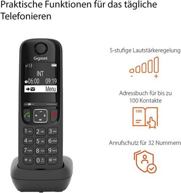 Gigaset Gigaset AS690 - DECT Schnurloses Telefon mit großes Display Schnurloses DECT-Telefon (Mobilteile: 1, Freisprechen & Anrufschutz & Große Ziffernanzeige)