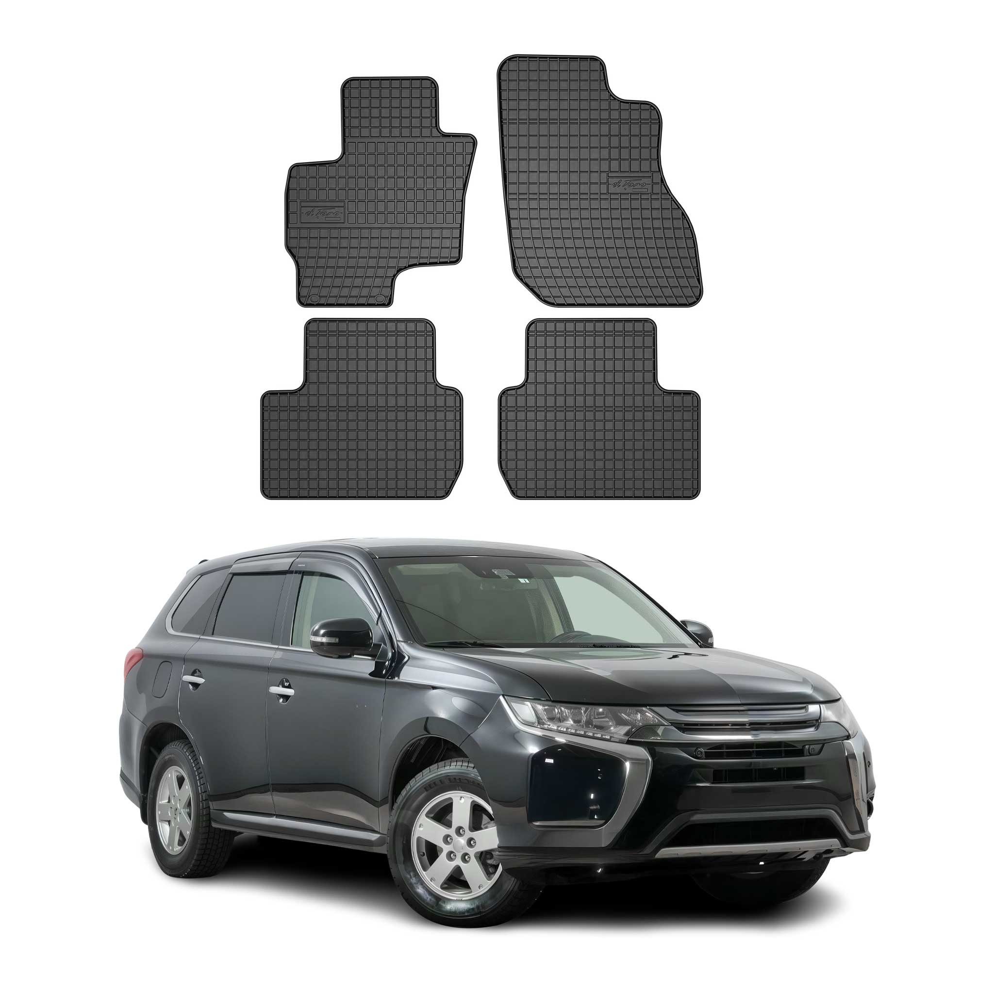 OMAC Auto-Fußmatten für Mitsubishi Outlander PHEV 2014-2020 Schwarz (4 St), für Mitsubishi Outlander PHEV 2014-2020 Mitsubishi Outlander PHEV 2014-2020, Antirutsch,Wasserfest,Einfache Installation