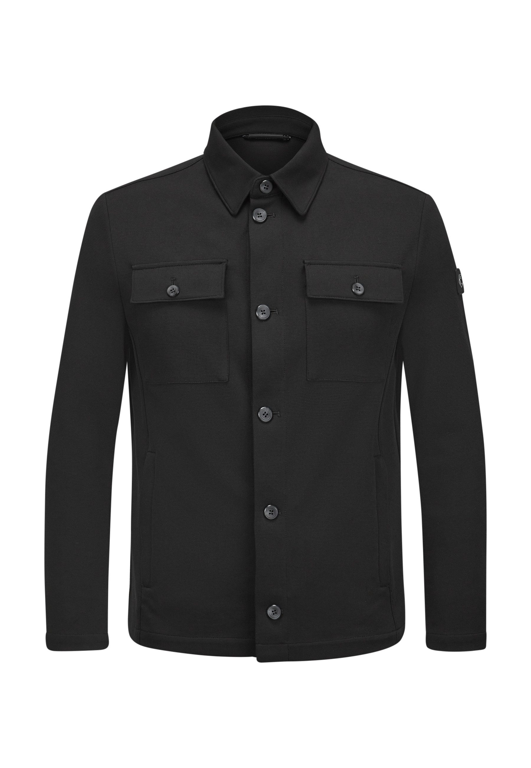Milestone Hemdjacke MSOhio Herren Overshirt Übergangsjacke klassisch mit Logo Badge