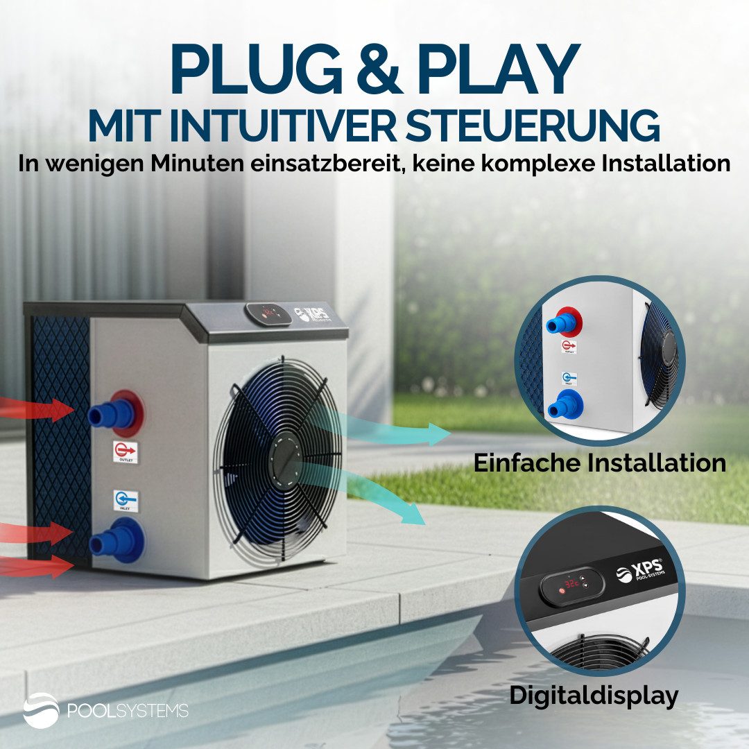 POOLSYSTEMS Pool-Wärmepumpe XPS-35 3,5 kW, 3.500 Watt bei nur 590 Watt Stromaufnahme