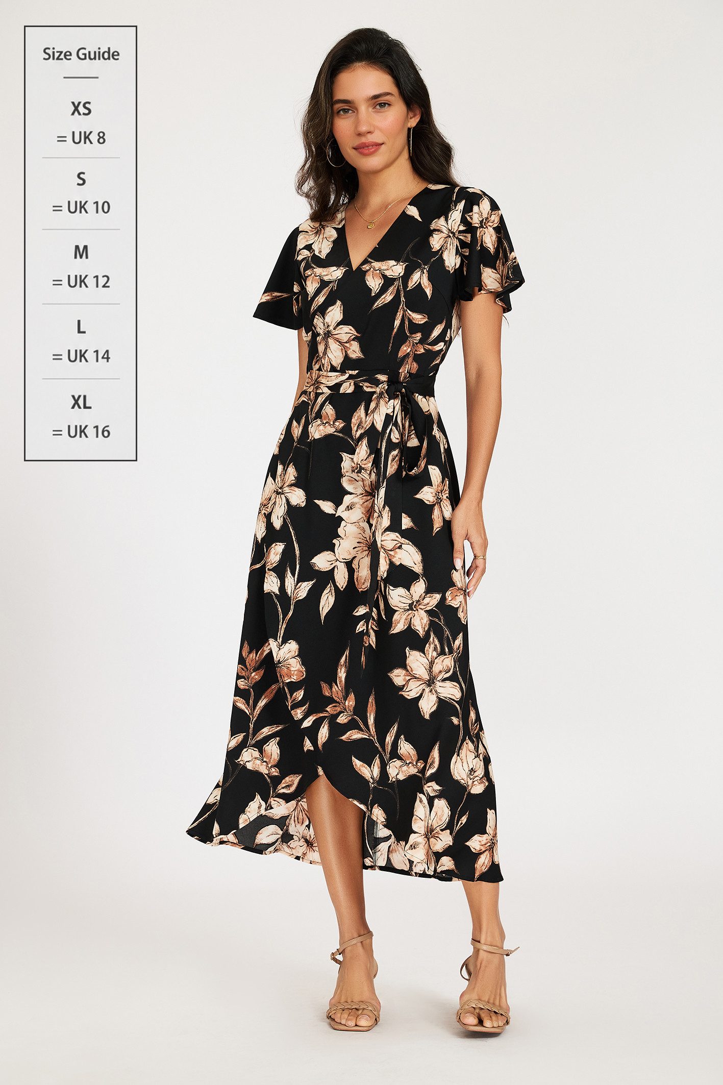 FS Collection Wickelkleid Damen Sommerkleid Freizeitkleid Wickelkleid Maxikleid V-Ausschnitt (XS (EU:36 / UK:8) · S (EU:38 / UK:10) · M (EU:40 / UK:12) · L (EU: – Bild 3 von 5