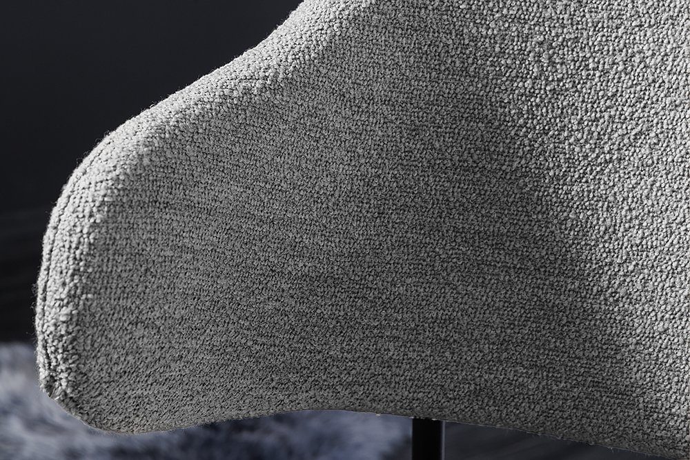 Metall (Einzelartikel, mit 1 riess-ambiente Design · schwarz · · Bouclé / VOGUE St), grau Armlehne Retro · Armlehnstuhl Esszimmer