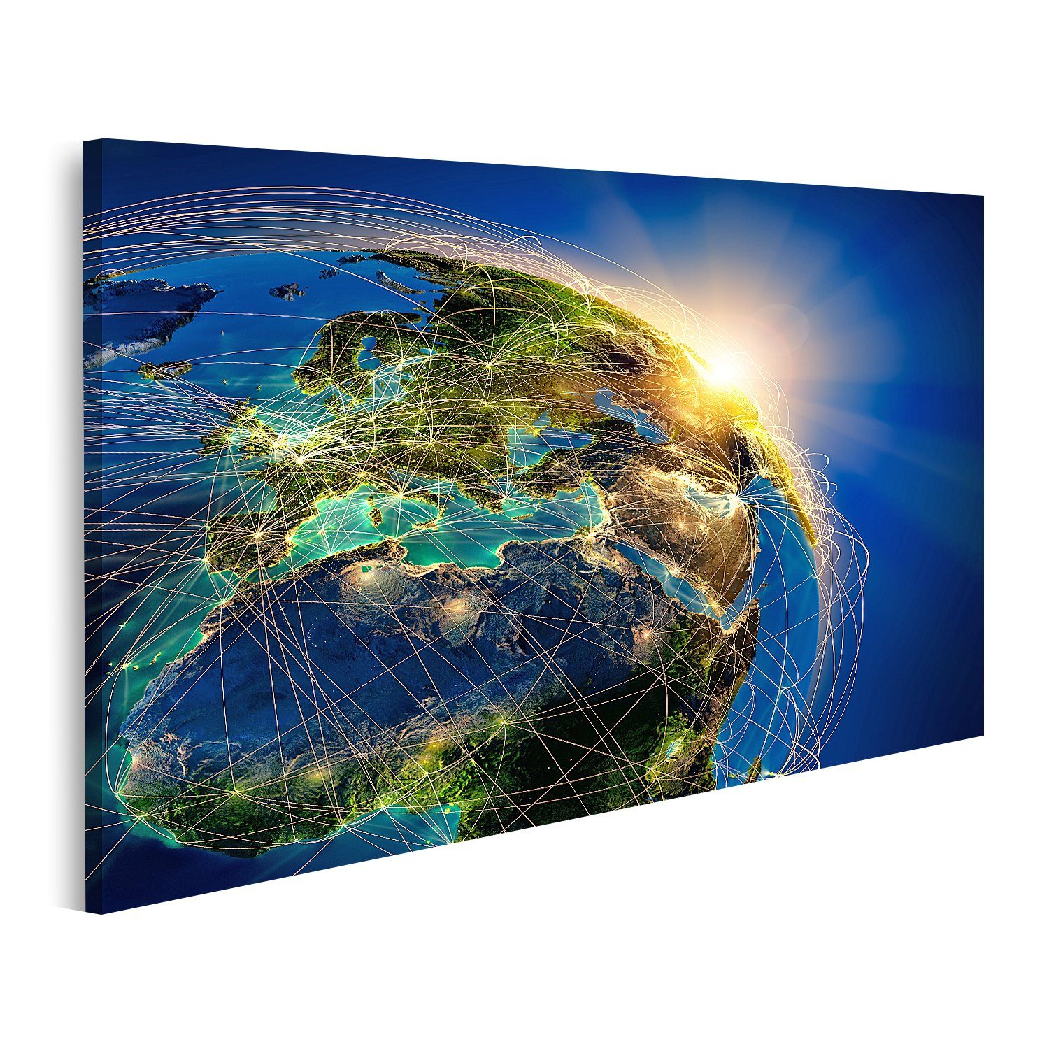 islandburner Leinwandbild Bild auf Leinwand Hochdetaillierter Planet Erde Bei Nacht Beleuchtet V