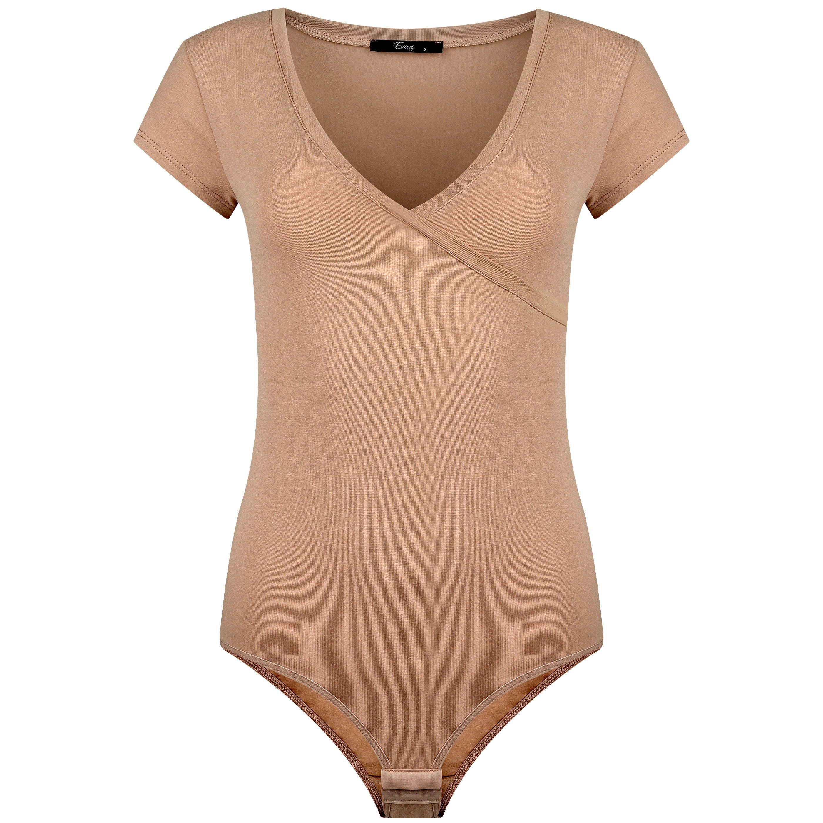 Evoni Body Damen Kurzarmbody V-Dekolleté