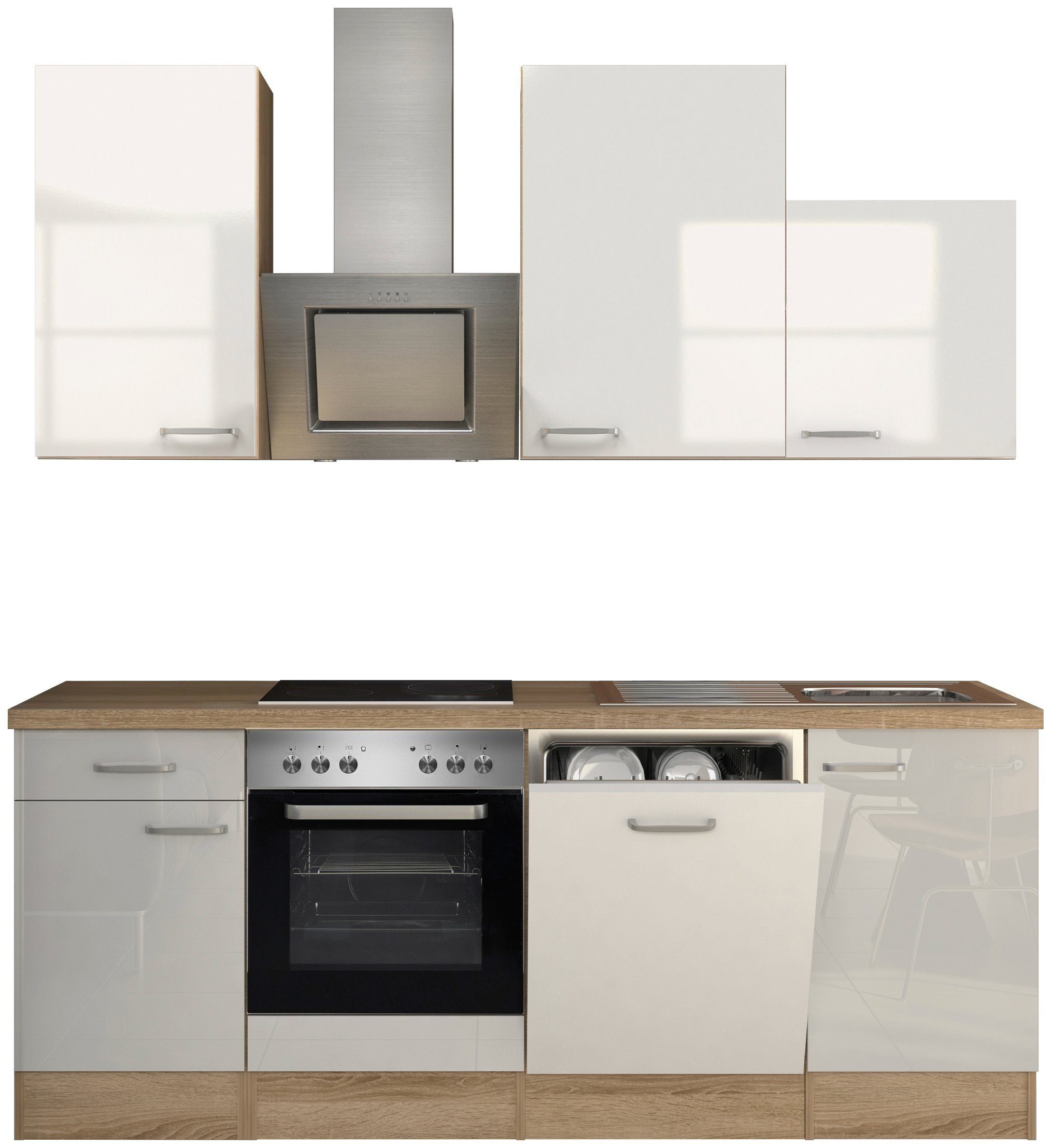 Flex-Well Кухниzeile Florenz, mit E-Geräten, Gesamtbreite 220 cm