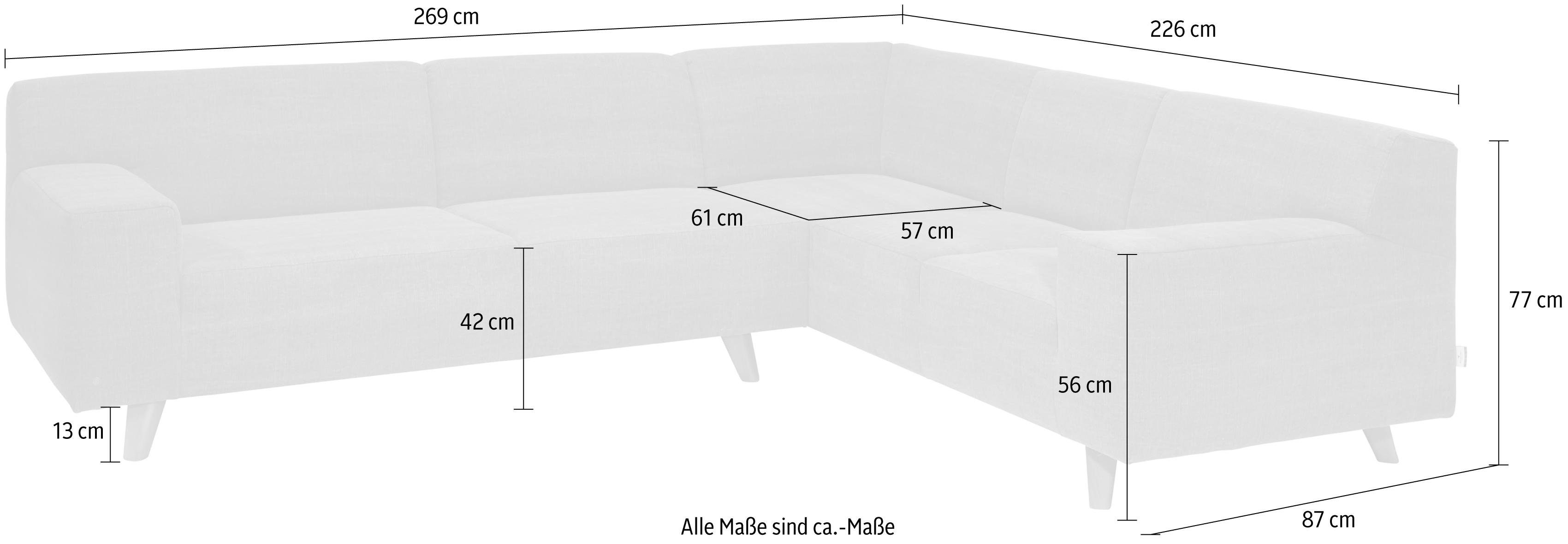 im Füße wengefarben PURE, NORDIC Retrolook, Ecksofa HOME TOM TAILOR