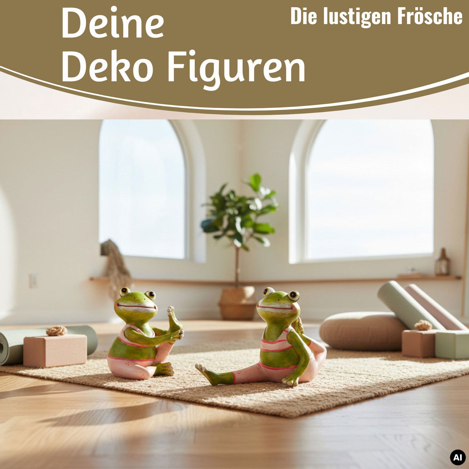 LS-LebenStil Dekofigur 2x Yoga Deko Statuen Frösche Set 8cm Gymnastik Feng Shui Garten (Set, 2 St., 2 unterschiedliche Statuen, Sitzend der Schulterstand Lotussitz), Statue Gymnastik Feng Shui Garten Objekt