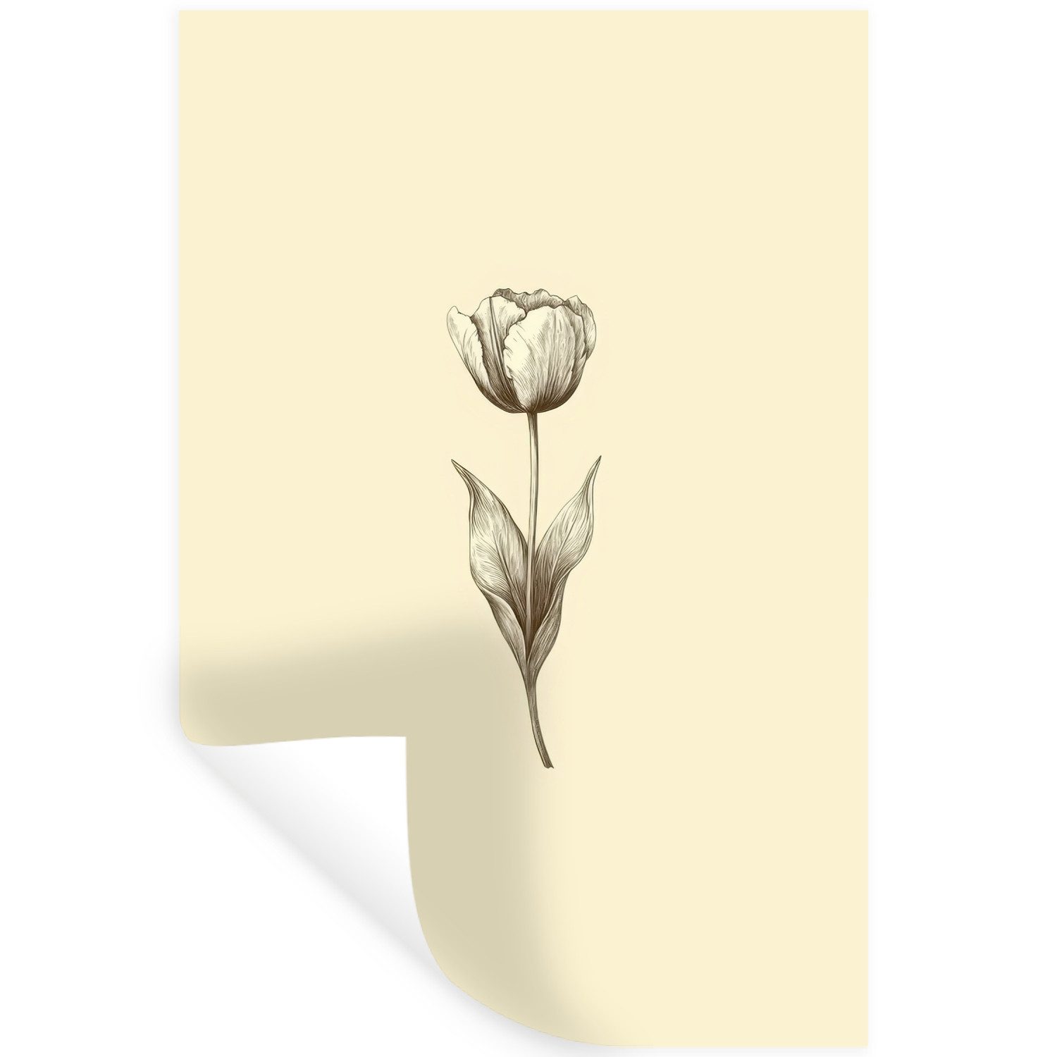 MuchoWow Wandsticker Illustration - Tulpe - Schwarz (1 St), Wandaufkleber, Selbstklebend, Wohnzimmer, 20x30 cm