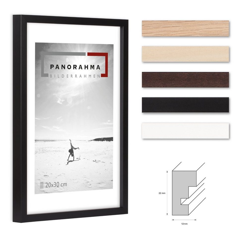 Panorahma Bilderrahmen Holz Bilderrahmen modern in fünf verschiedenen Farben mit Normalglas, für 1 Bilder, 1 Rahmen, Fotorahmen