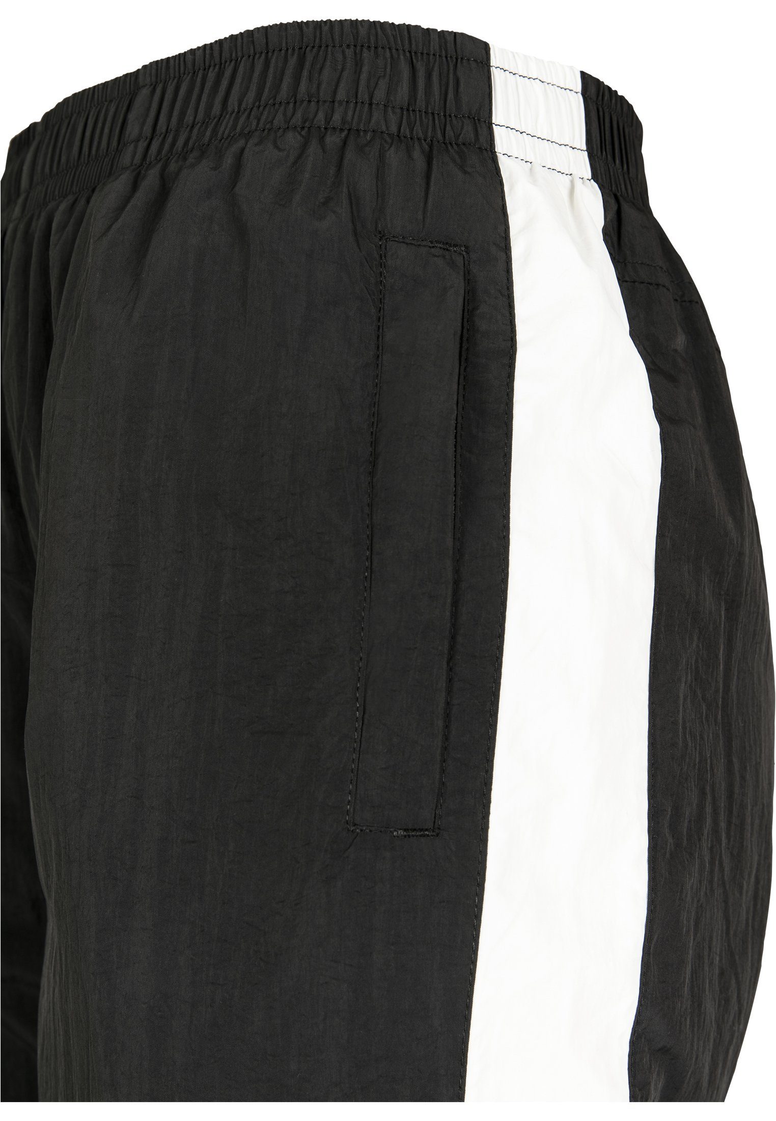 URBAN CLASSICS Stoffhose Damen Ladies black/white (1-tlg) Pants Crinkle Striped