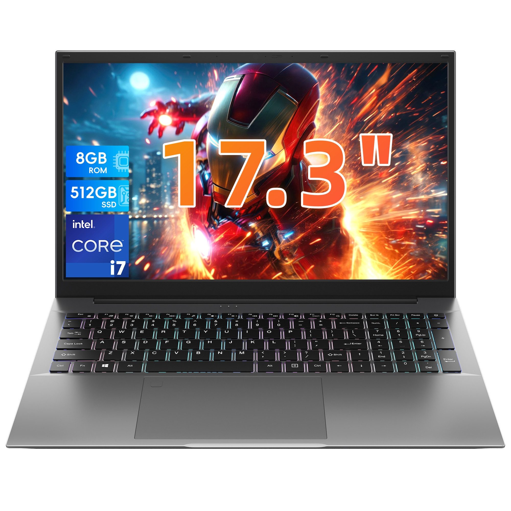 Jumper 17,3" Core i7 Laptop, 16GB RAM, 512GB SSD, FHD, WiFi 6, Win11 Home Notebook (Intel@ CoreTM i7-9750H, 8 GB, 512 GB SSD, 6-core CPU)