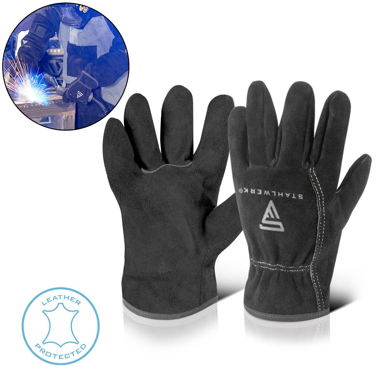 STAHLWERK Arbeitshandschuhe Schweißerhandschuhe / Hitzebeständige Handschuh günstig online kaufen