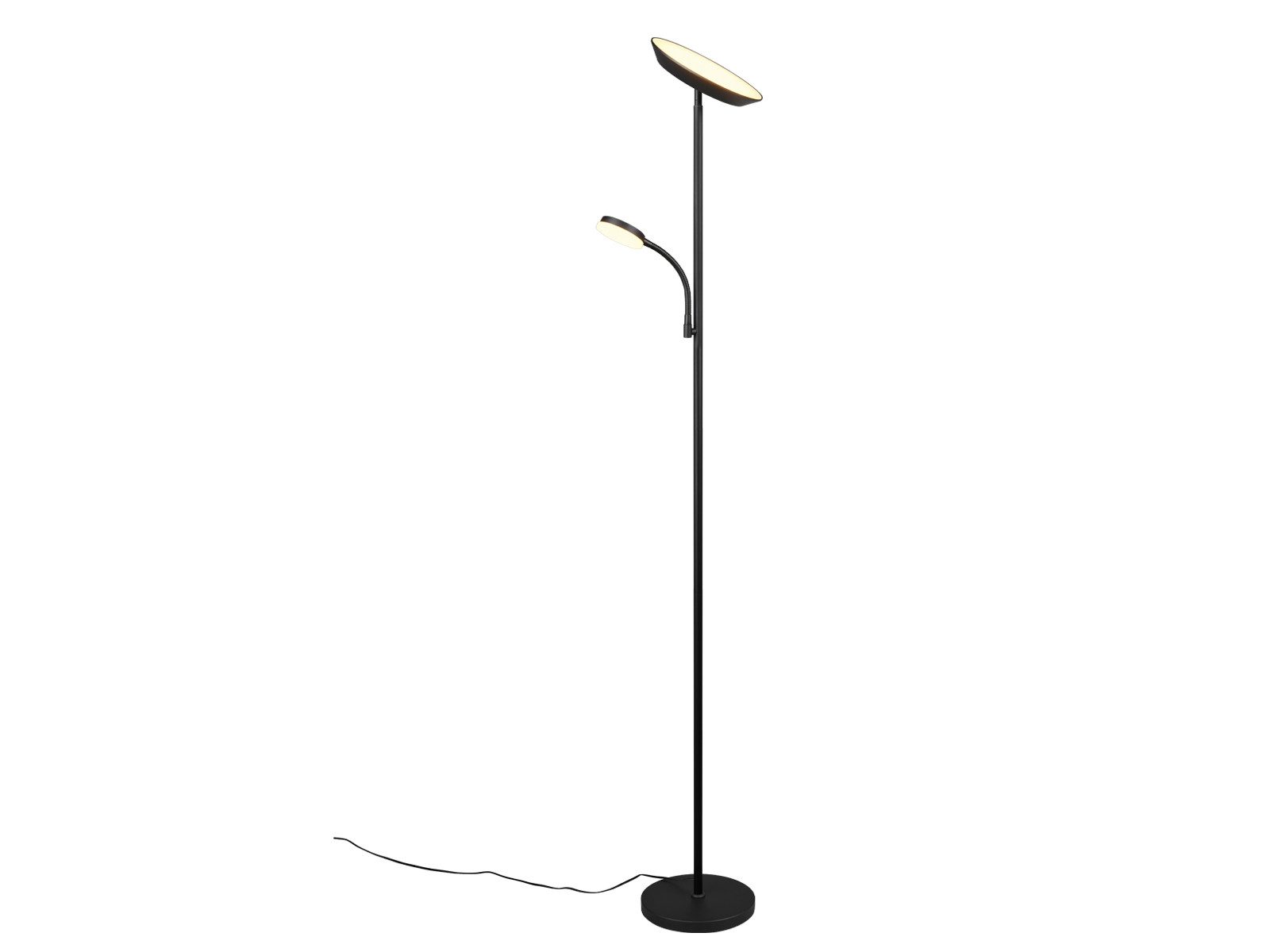 Reality Leuchten LED Stehlampe, Dimmfunktion, LED fest integriert, Dimmbar über Touch Schalter, Warmweiß, Neutralweiß, Tageslichtweiß, groß, Decken-Fluter mit Leselampe und Metall-Fuß zum Dimmen Höhe 178cm
