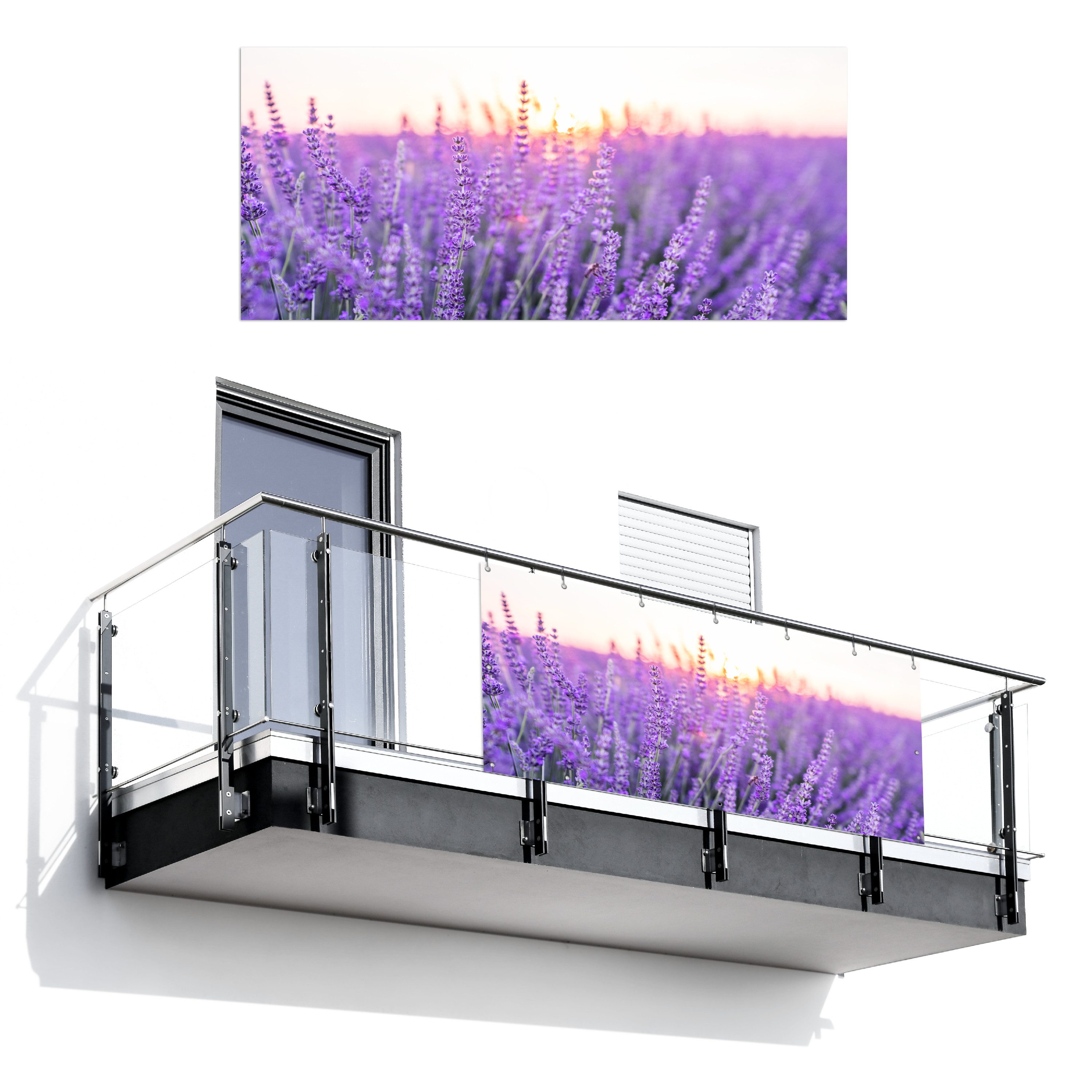 MuchoWow Balkonsichtschutz Lavendel - Nahaufnahme - Lila - Blumen (1-St) Balkon Sichtschutz 90x200, Windschutz für Zaun PVC, 200x90 cm