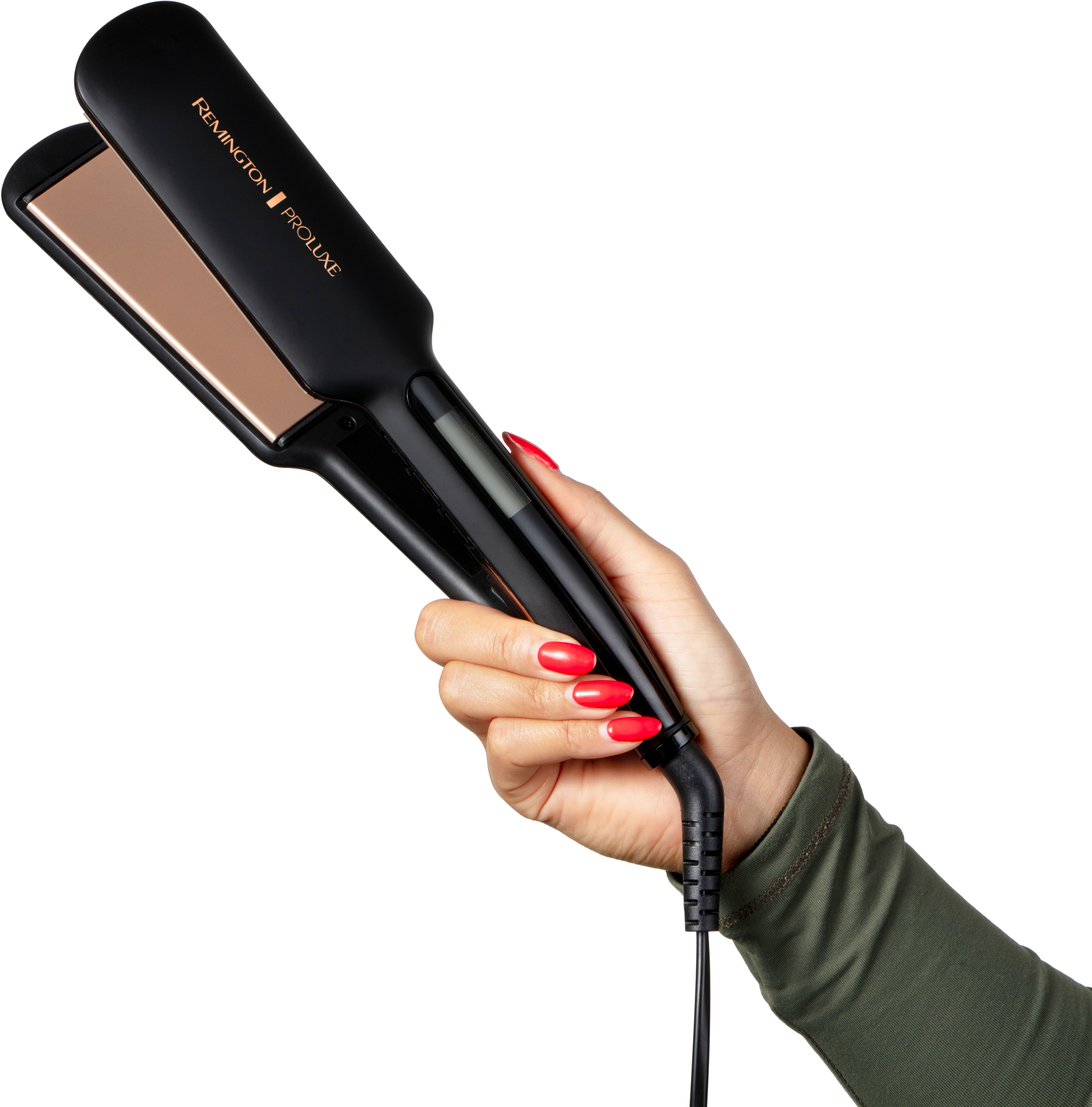 Remington Glätteisen S9150B, 2x breitere federnd gelagerte Stylingplatten, OPTIheat-Technologie