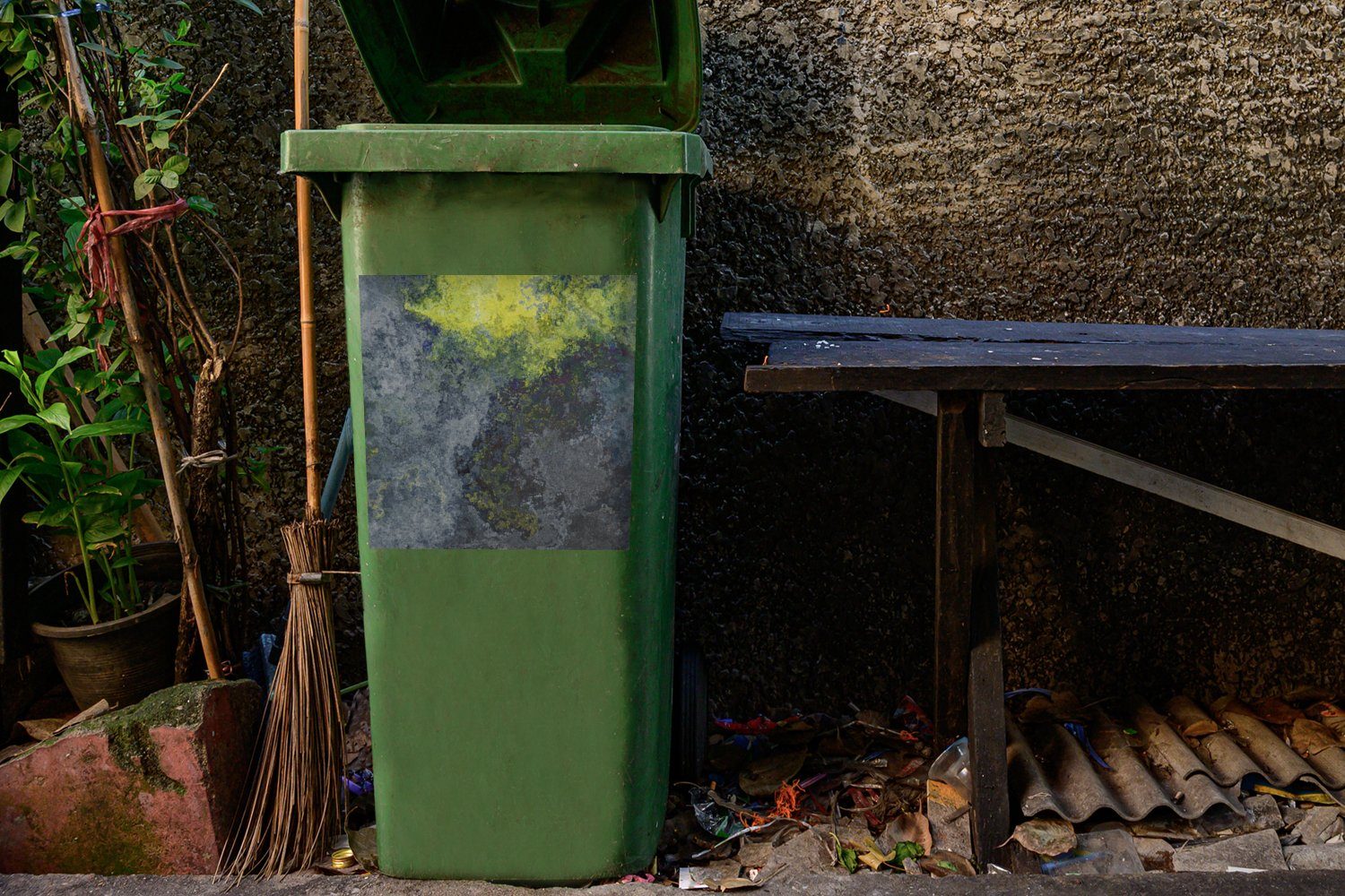 Rost Container, Wandsticker St), MuchoWow (1 Industrie Naturstein - Abfalbehälter Mülltonne, Mülleimer-aufkleber, - Sticker,