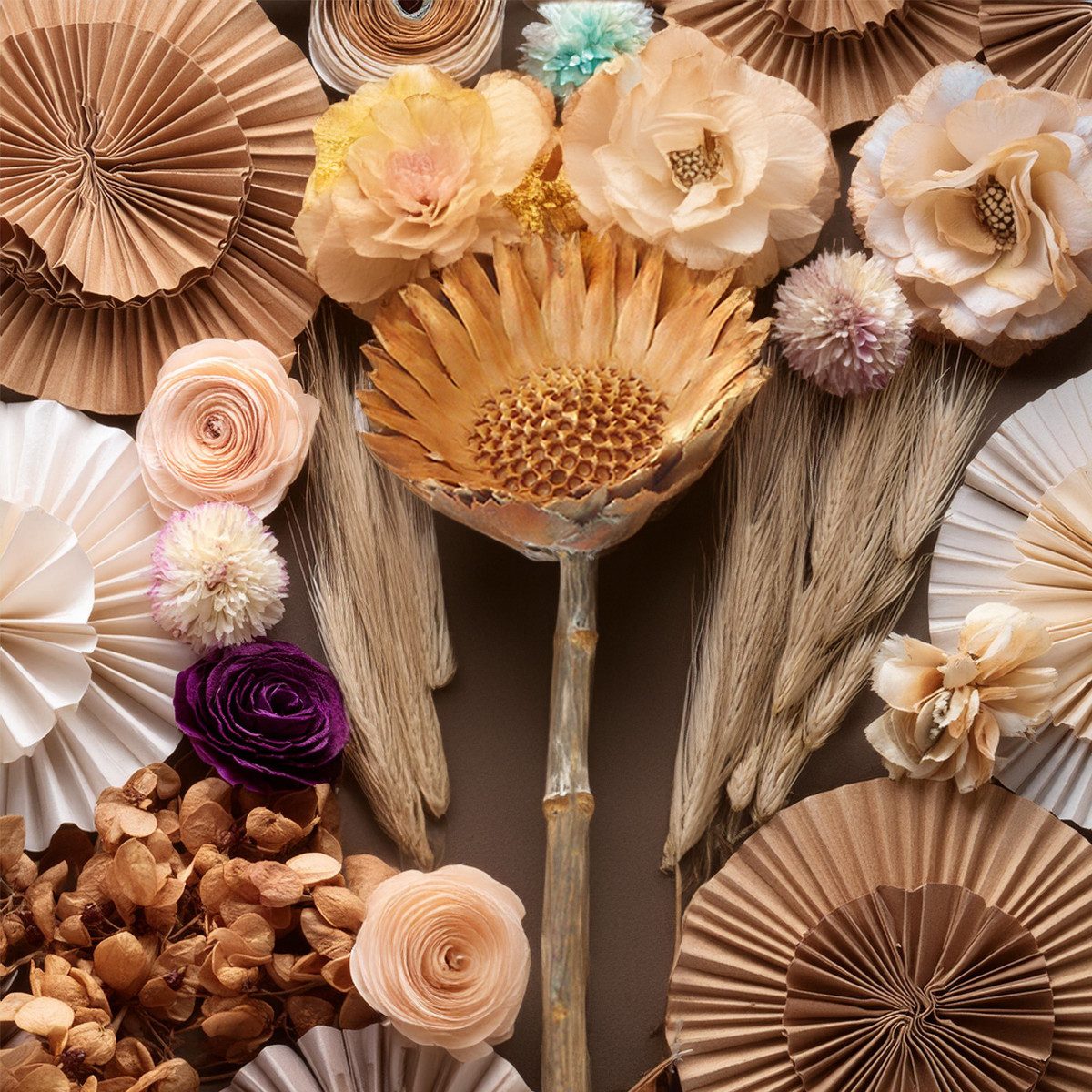 Kunstblume Protea Trockenblumen orange natur 5er günstig online kaufen