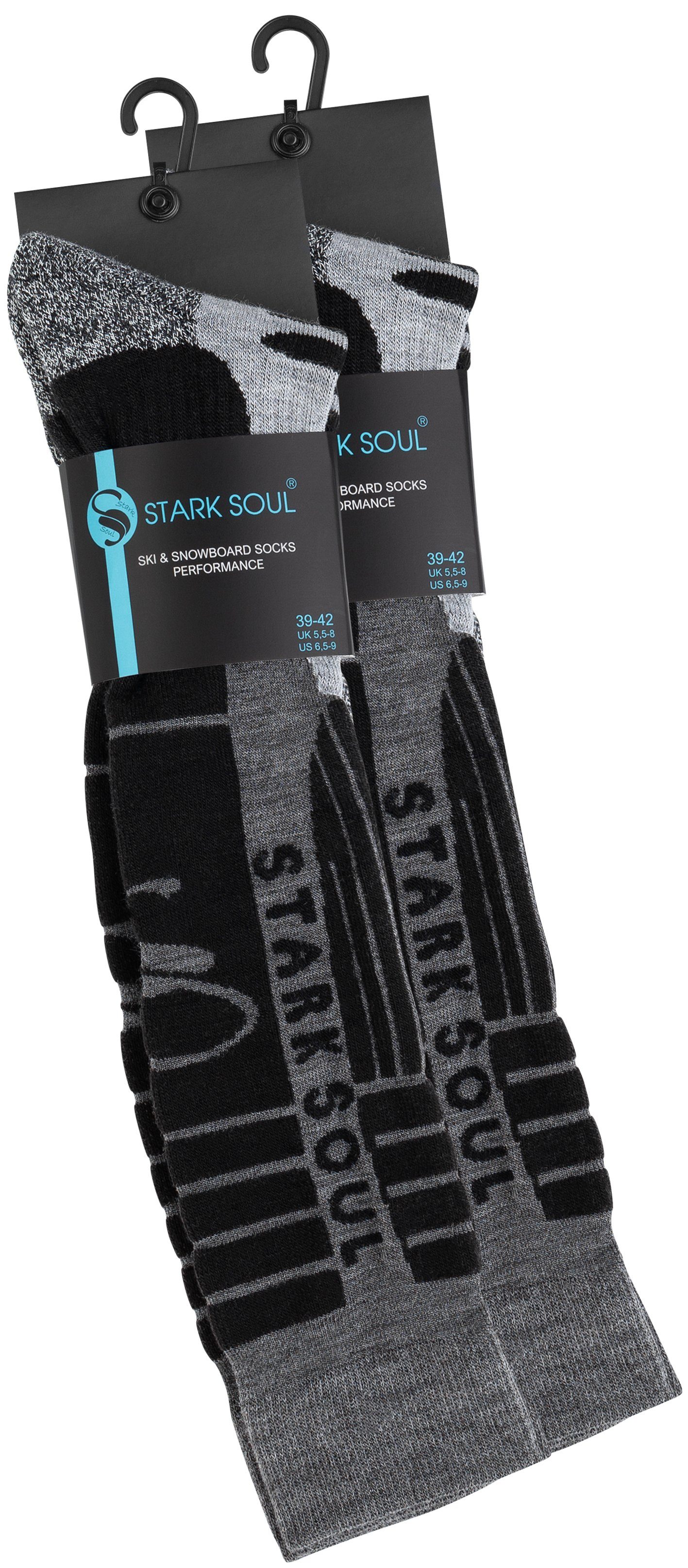 Stark Soul® Skisocken Ski & Snowboard Socken mit Spezialpolsterung, 2 Paar, Funktionssocken 2er-Pack, Dehnungszonen am Knöchel und Spann, weiche Zehennaht