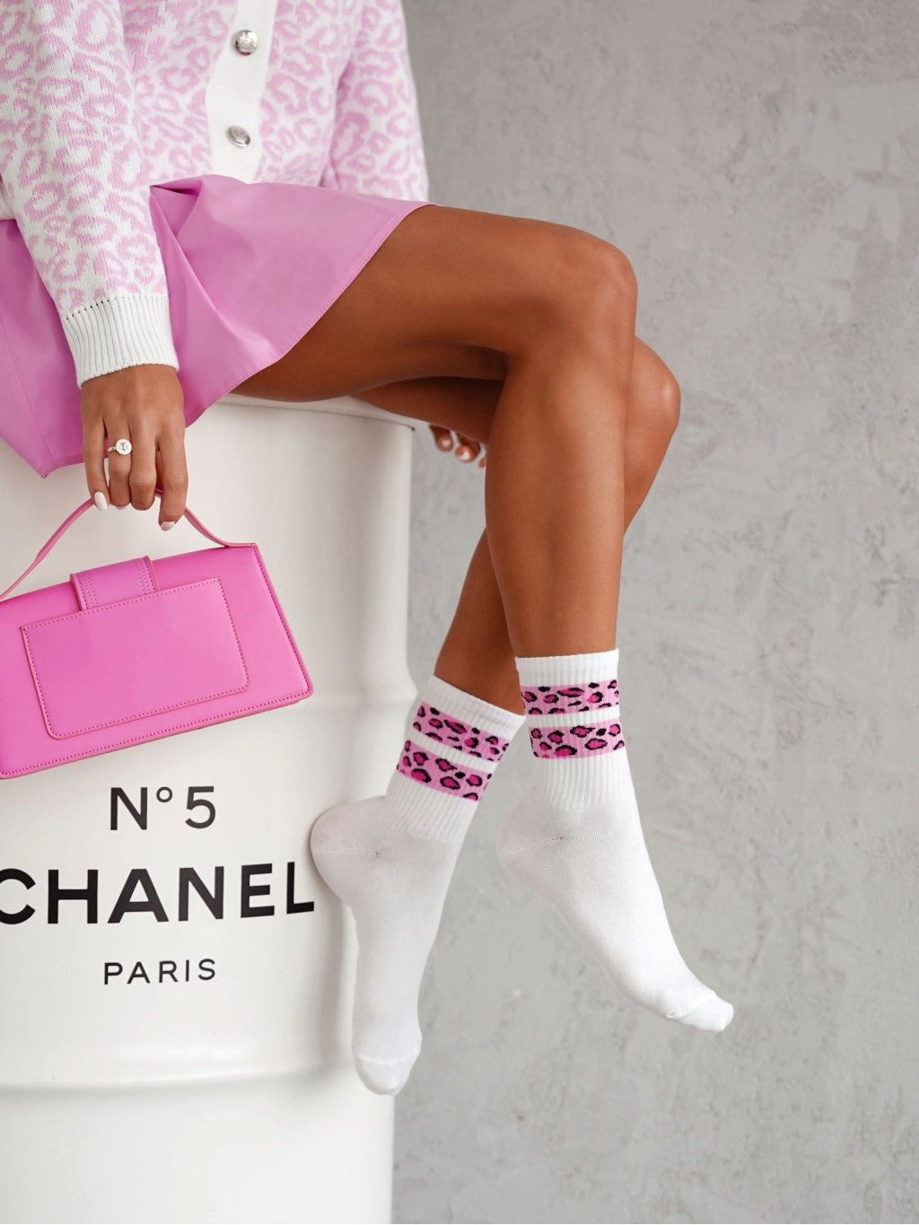 Lycille Langsocken 1 Paar moderne Langsocken 37/41 aus Baumwolle mit Tiermuster-Streifen