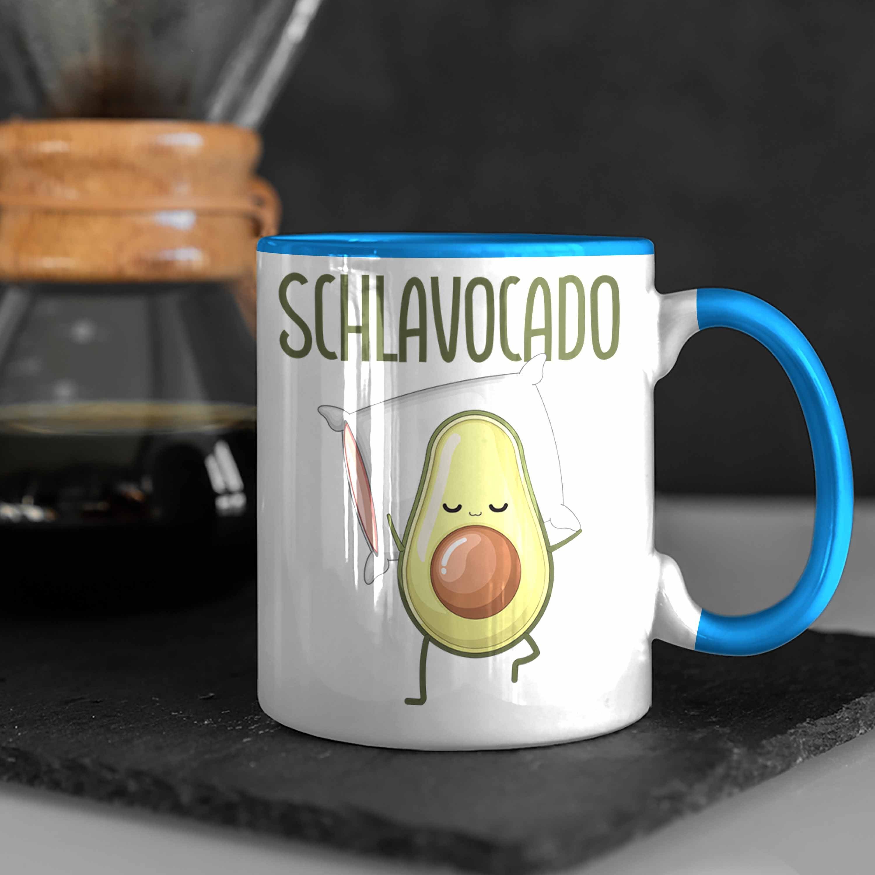 Tasse Geschenk Trendation Tasse Avocado-Motiv Mittagsschlaf-Liebhaber Blau Lustige Nap