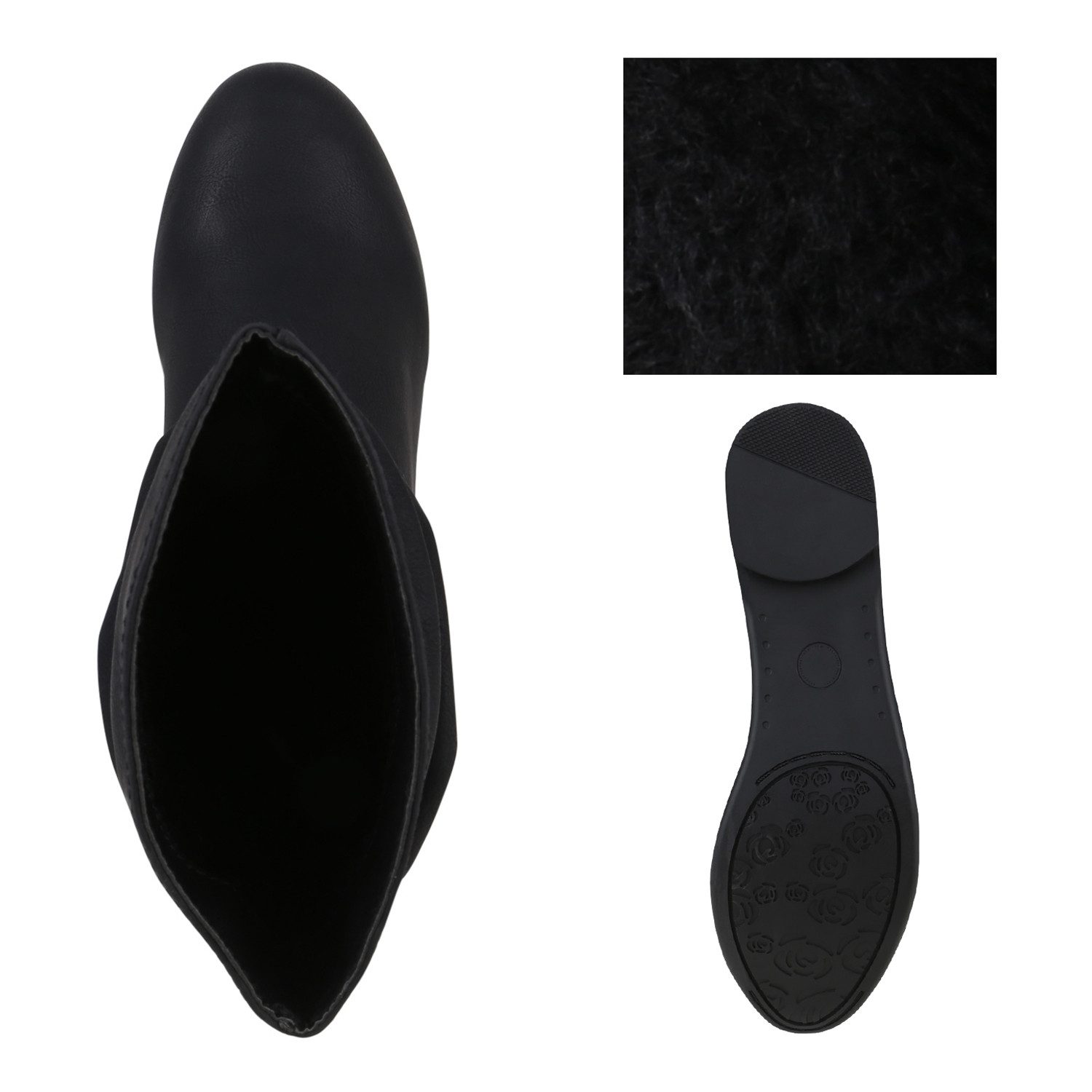 VAN HILL 902283 Schlupfboots Damen Schlupfstiefel Leder-Optik Stiefeletten Bequeme