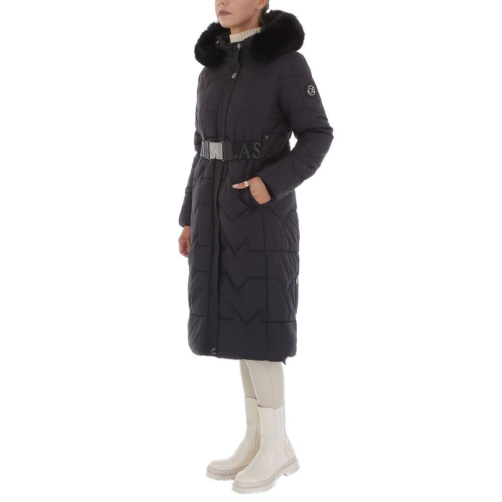 Ital-Design Wintermantel Damen Freizeit Kapuze Schwarz Wintermantel Gefüttert in