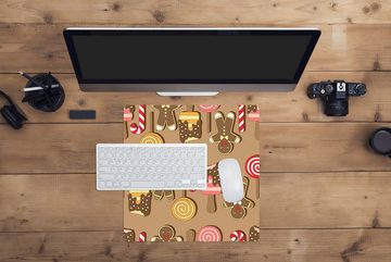 MuchoWow Gaming Mauspad Weihnachten - Plätzchen - Süßigkeiten - Muster (1-St), Mousepad mit Rutschfester Unterseite, Gaming, 40x40 cm, XXL, Großes