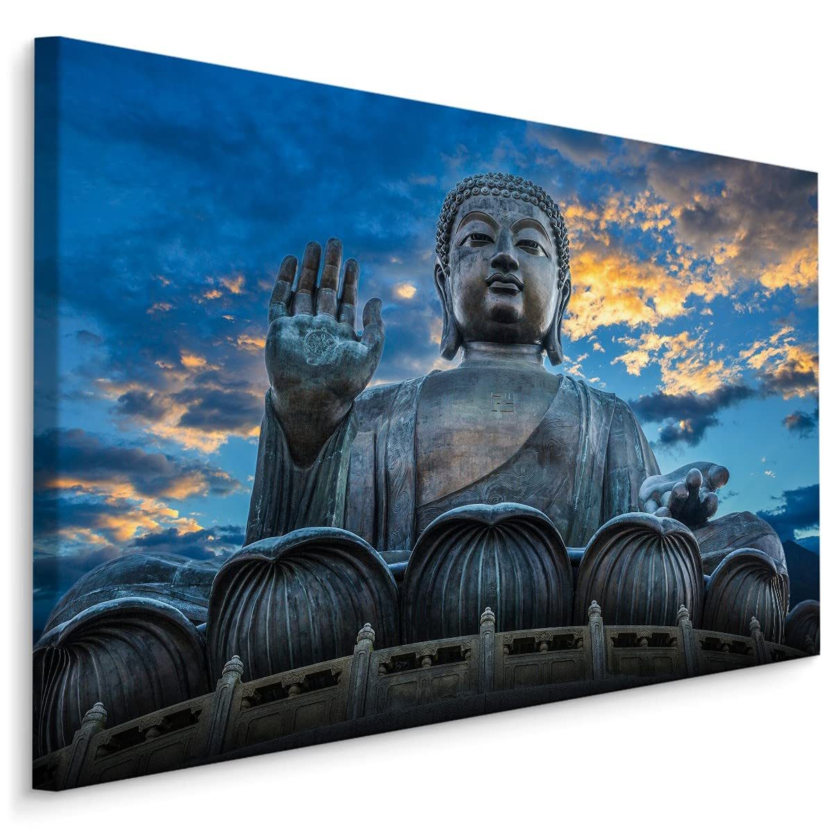 Muralo Leinwandbild Abstrakt – Leinwandbild Wandbild Kunstdruck Wohnzimmer, Abstrakt (1 St), Buddha – Hinduismus – Indien, 70 x 50 cm, aufhängefertig