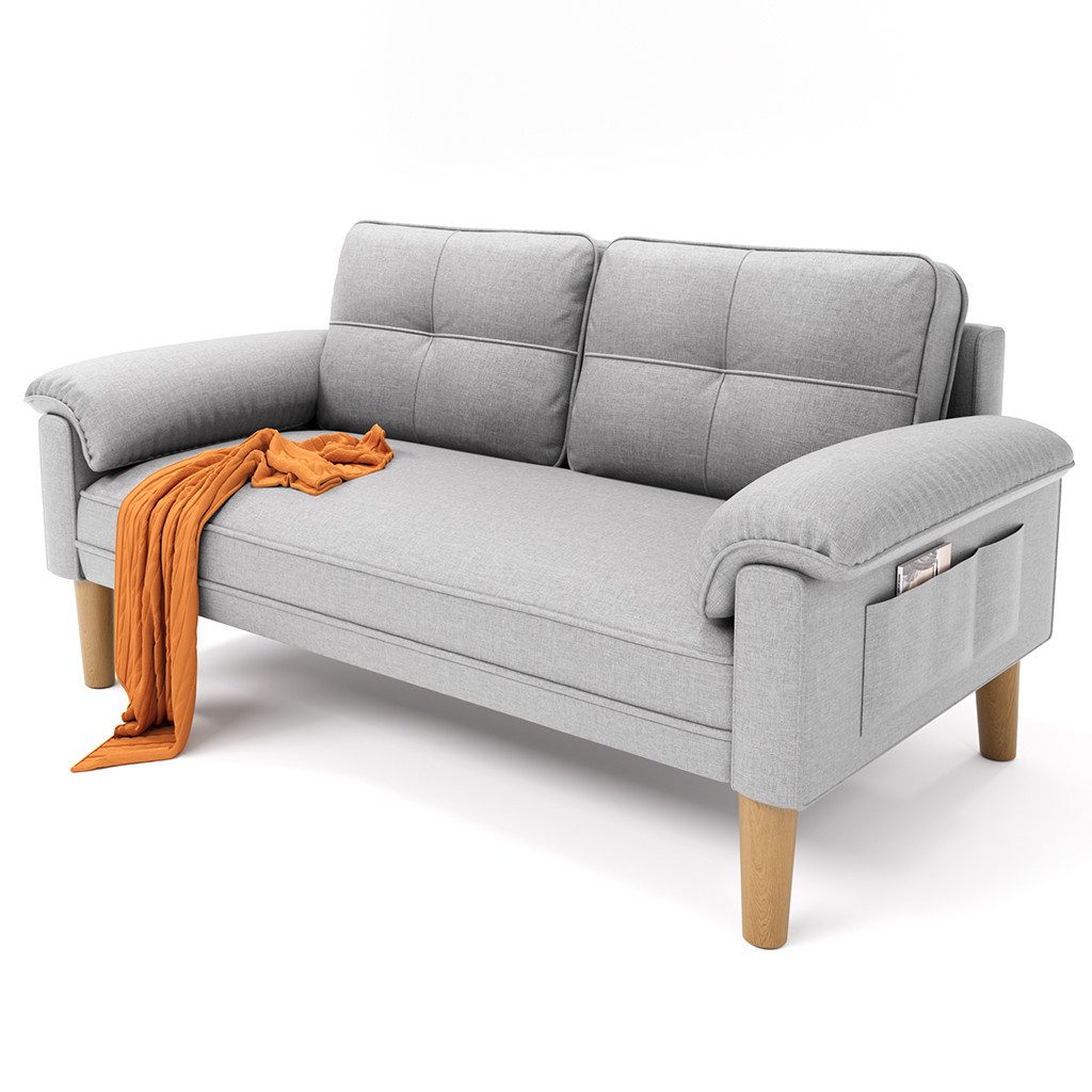 Bealife 2-Sitzer Kleine Couch, mit Armlehne und Seitentasche, 144 x 77 x 77 günstig online kaufen