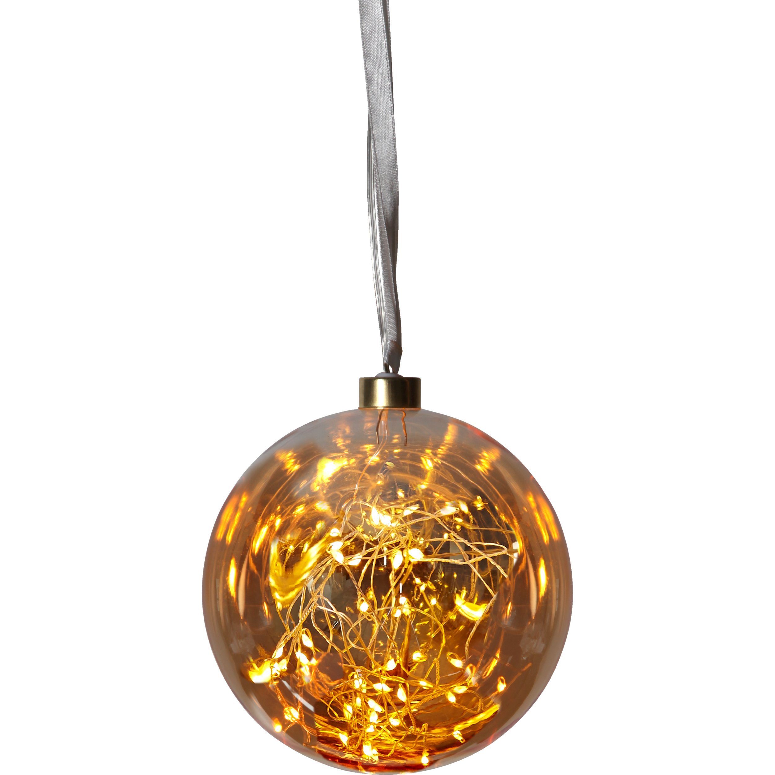 EGLO Dekoobjekt Glow, LED-Weihnachtskugel für Innen, Amber, Strom-Betrieb, Ø 15 cm