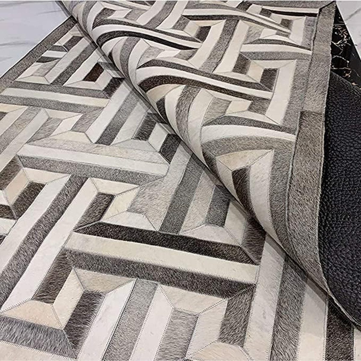 Ready Rugs Lederteppich Leder-Patchwork-Teppichkollektion