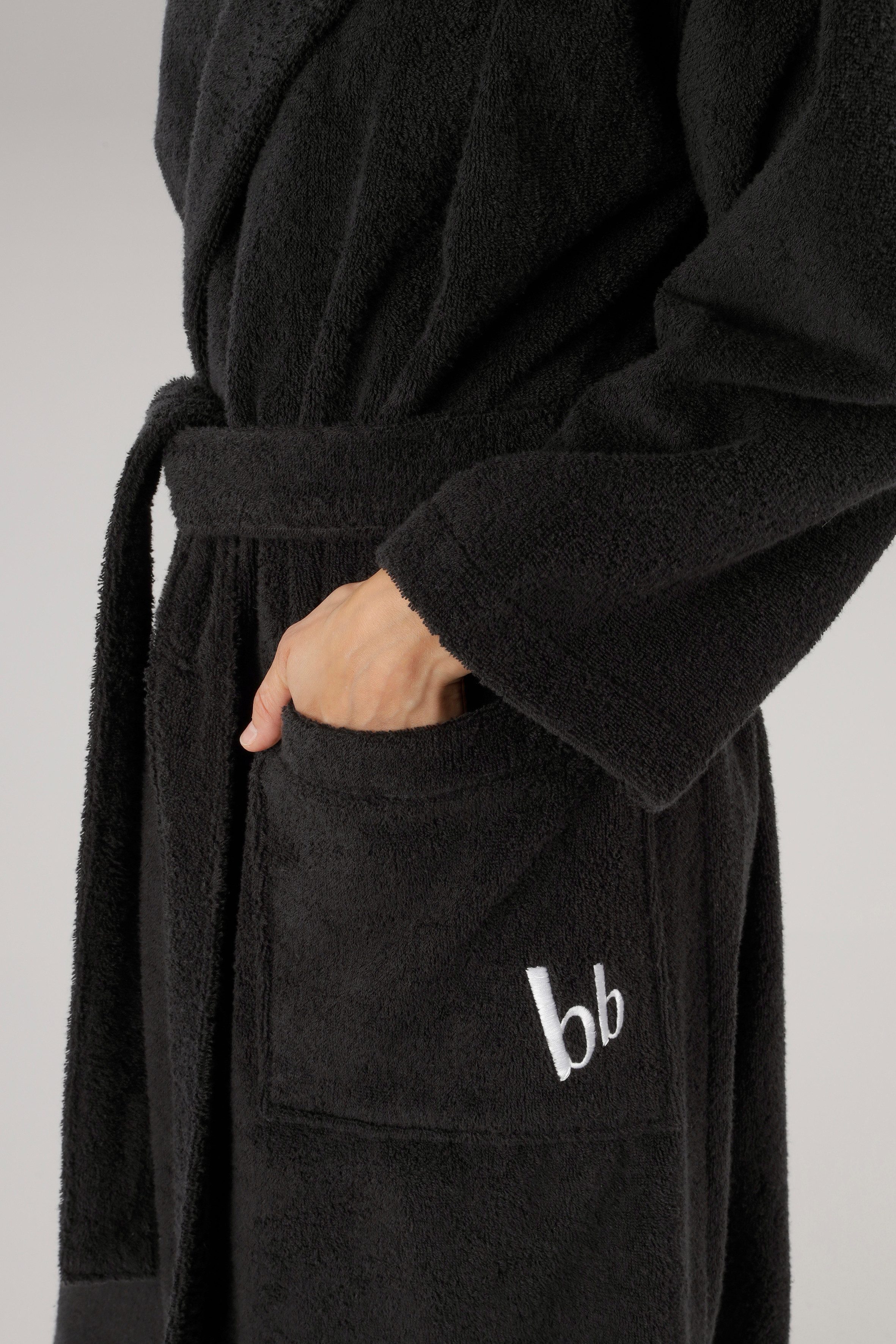 Bruno Banani Unisex-Bademantel Robby, ideal für Sauna & Spa, Standard, Premium und Überlänge, Langform, Walkfrottee, Kapuze, Gürtel, Damen & Herren Bademäntel,  – Bild 4 von 5