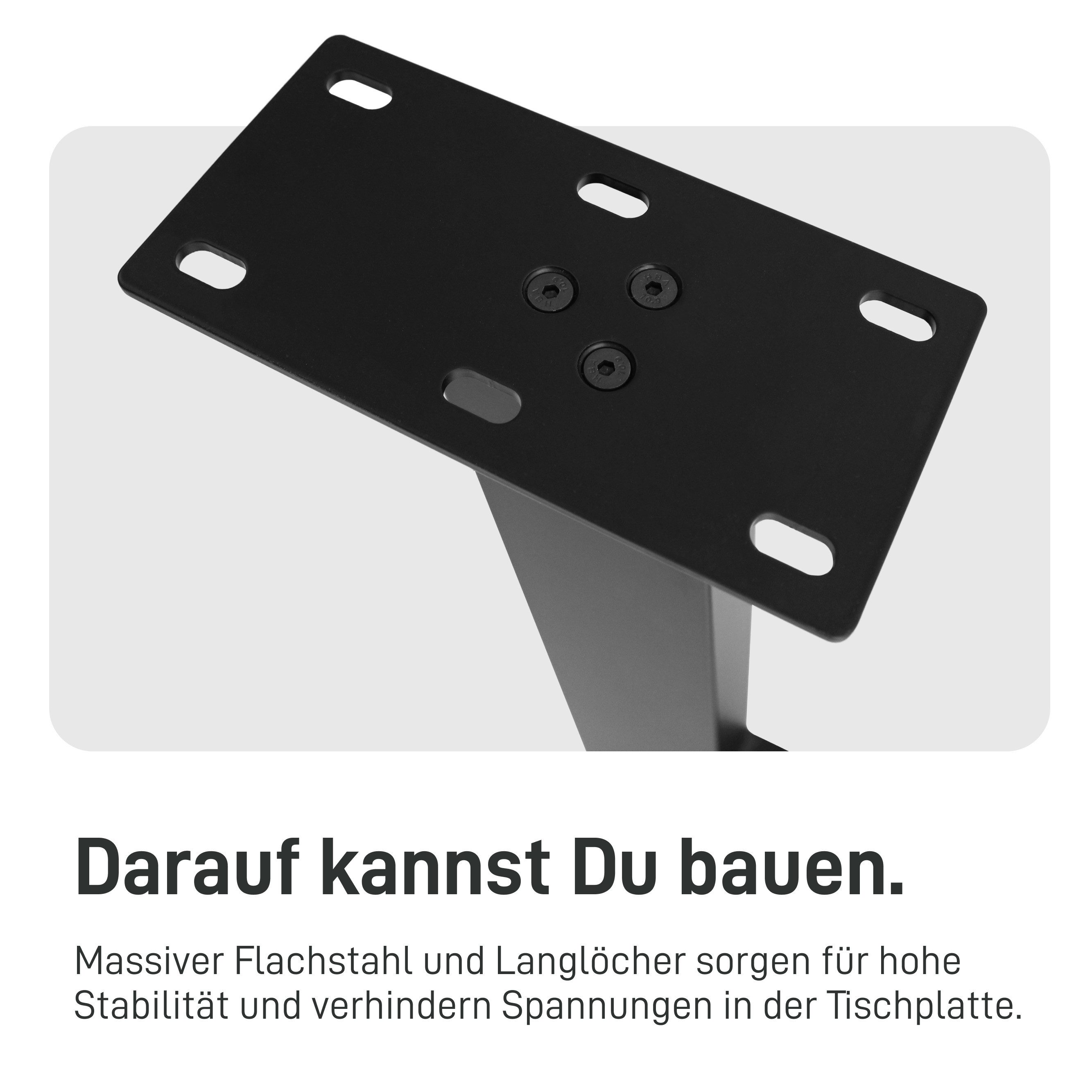 Natural Goods Berlin Sitzgruppe X & W, Tischbeine Metall Schwarz mit Bank, Picknicktisch Sitzgarnitur Outdoor