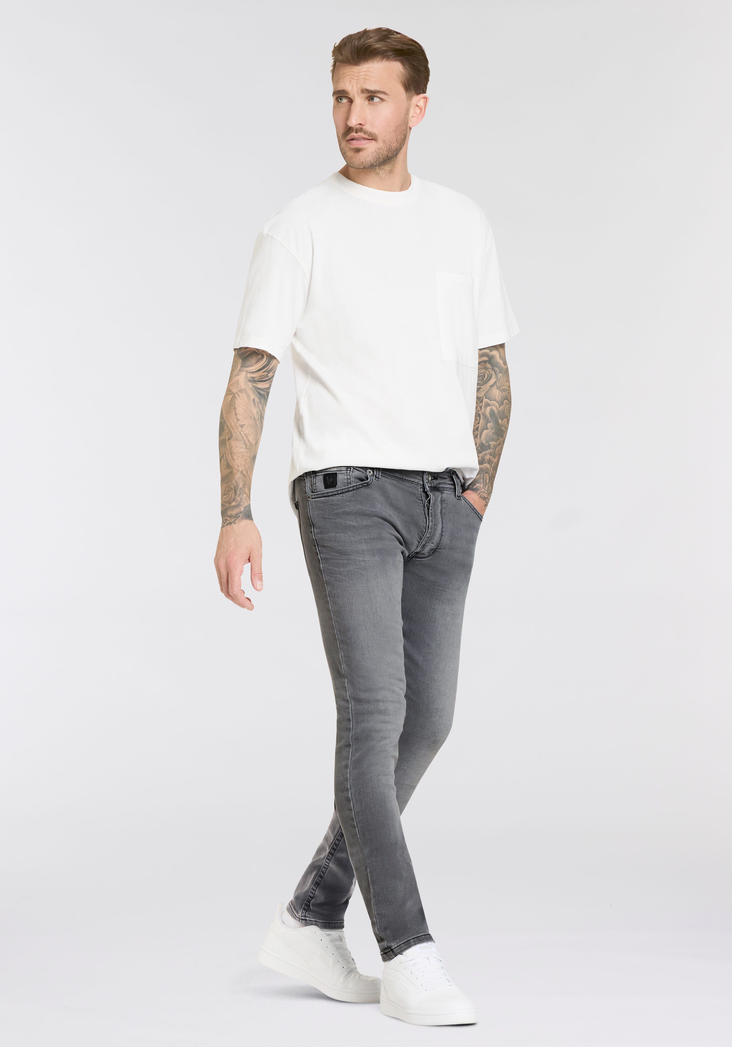 Bruno Banani Slim-fit-Jeans Jimmy (Stretch) schmale Beinform, niedrige Leibhöhe, mit Button-Fly – Bild 3 von 5