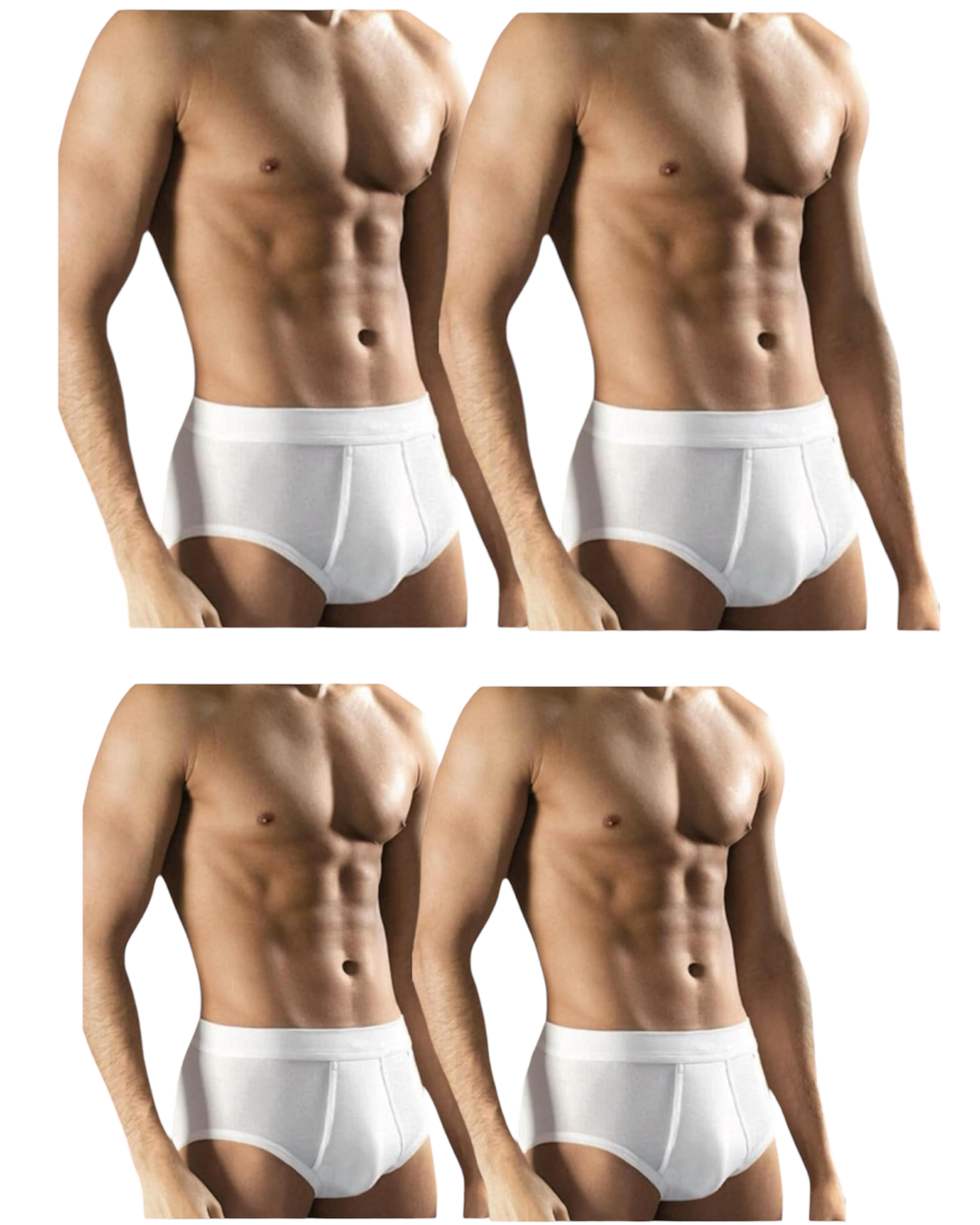 Slip Herren mit Eingriff Unterhose Weiß Bio-Baumwolle Feinripp 6er Pack