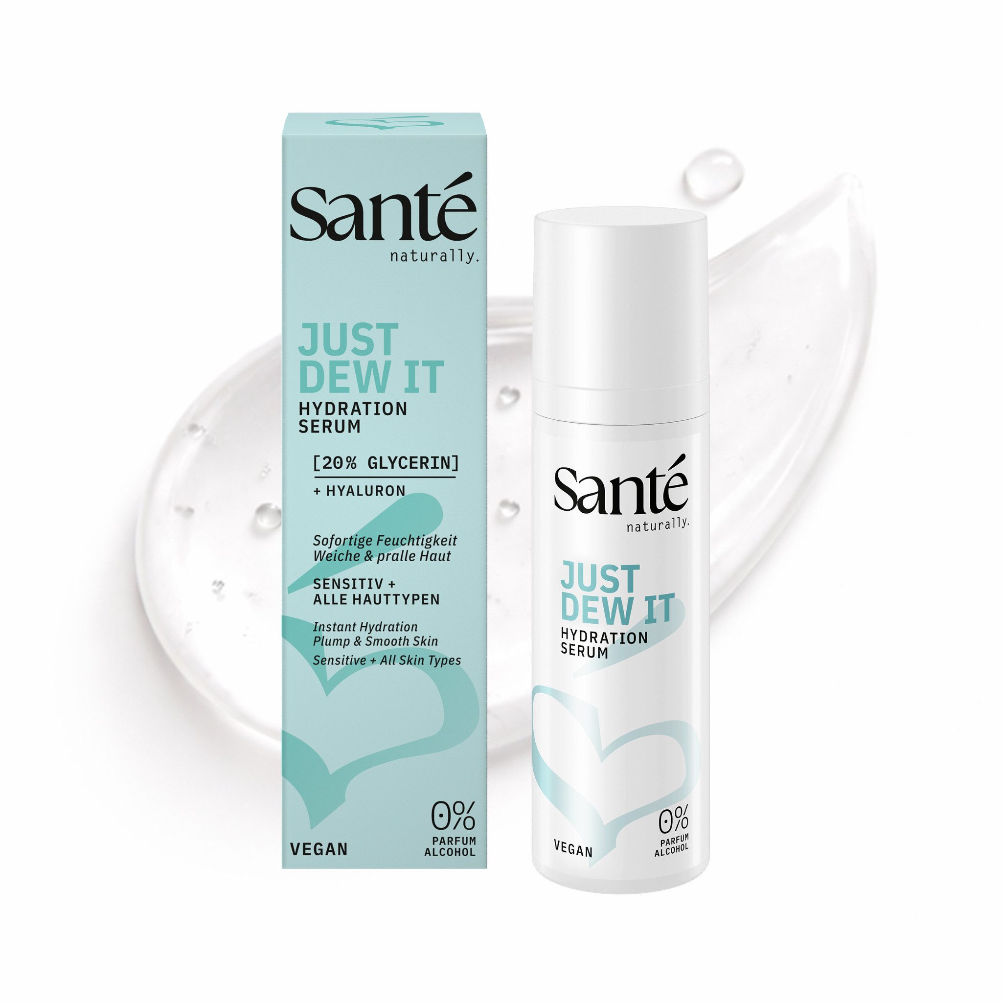 SANTE Gesichtsserum JUST DEW IT SERUM, für alle Hauttypen, mit flüssiger Textur, vegan, frei von Alkohol