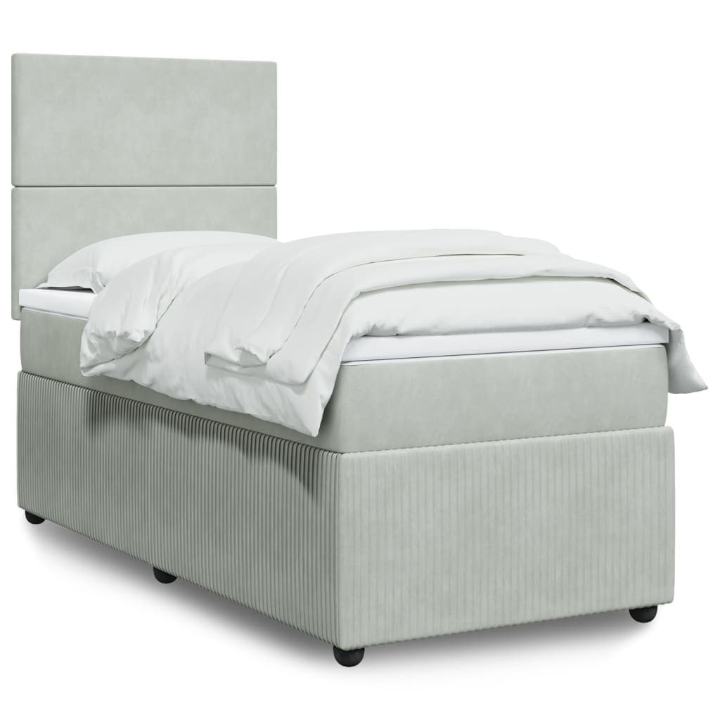 vidaXL Boxspringbett, Boxspringbett mit Matratze Hellgrau 100x200 cm Samt günstig online kaufen