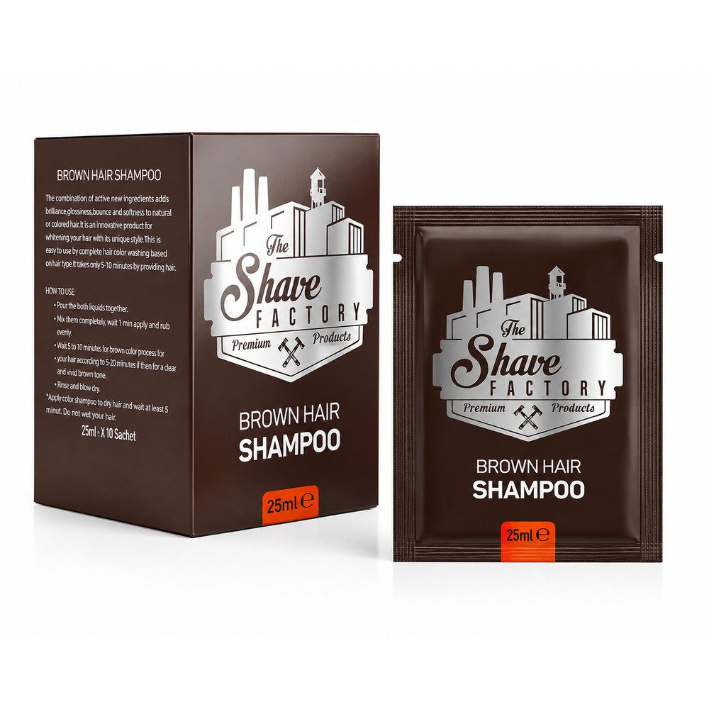 The Shave Factory Haarshampoo Dark Brown Hair Shampoo – Abdeckung weißer & grauer Haare 25ml x 10