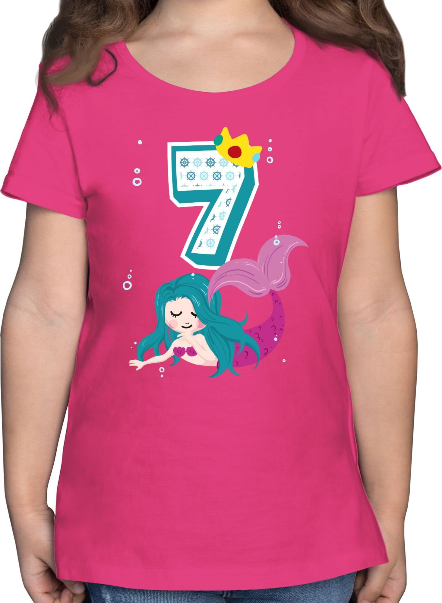 Shirtracer T-Shirt 7. Meerjungfrau Siebter Fuchsia Geburtstag 1
