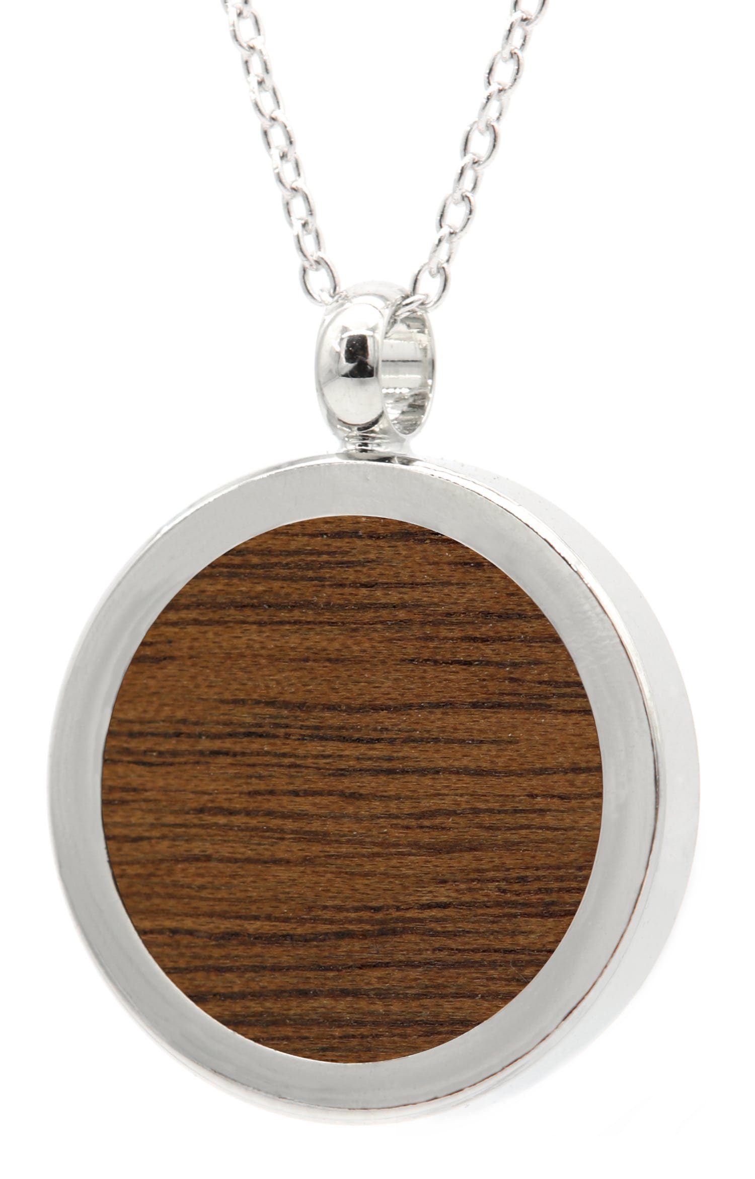 NaturSchatulle Kette mit Anhänger Medaillon Holzelement (Klassik & Gravur, Amulett Halskette Holzanhänger), 925 Silberkette 50cm