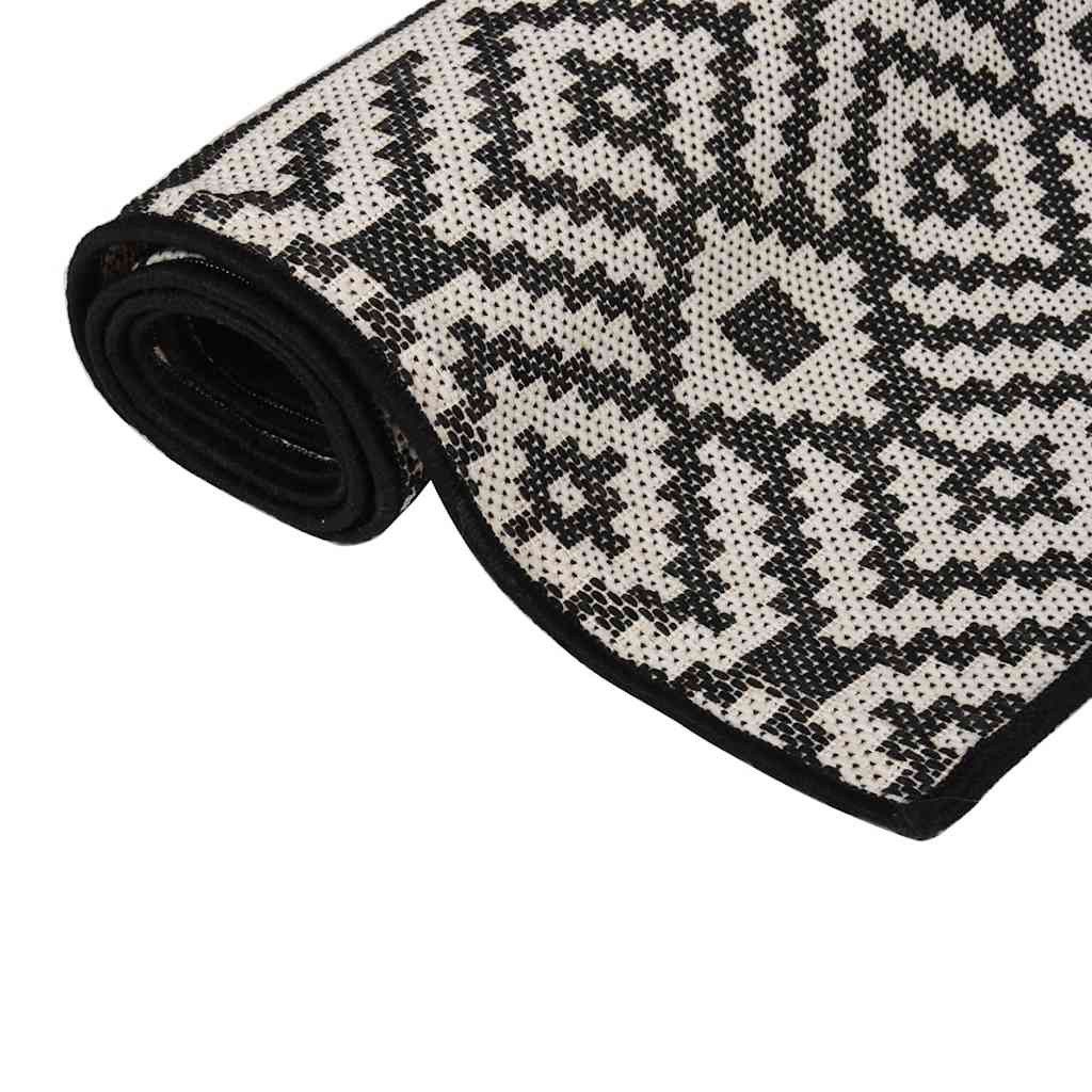 vidaXL Teppich Outdoor-Teppich Flachgewebe 200x280 cm Schwarz Gestreift, Rechteckig