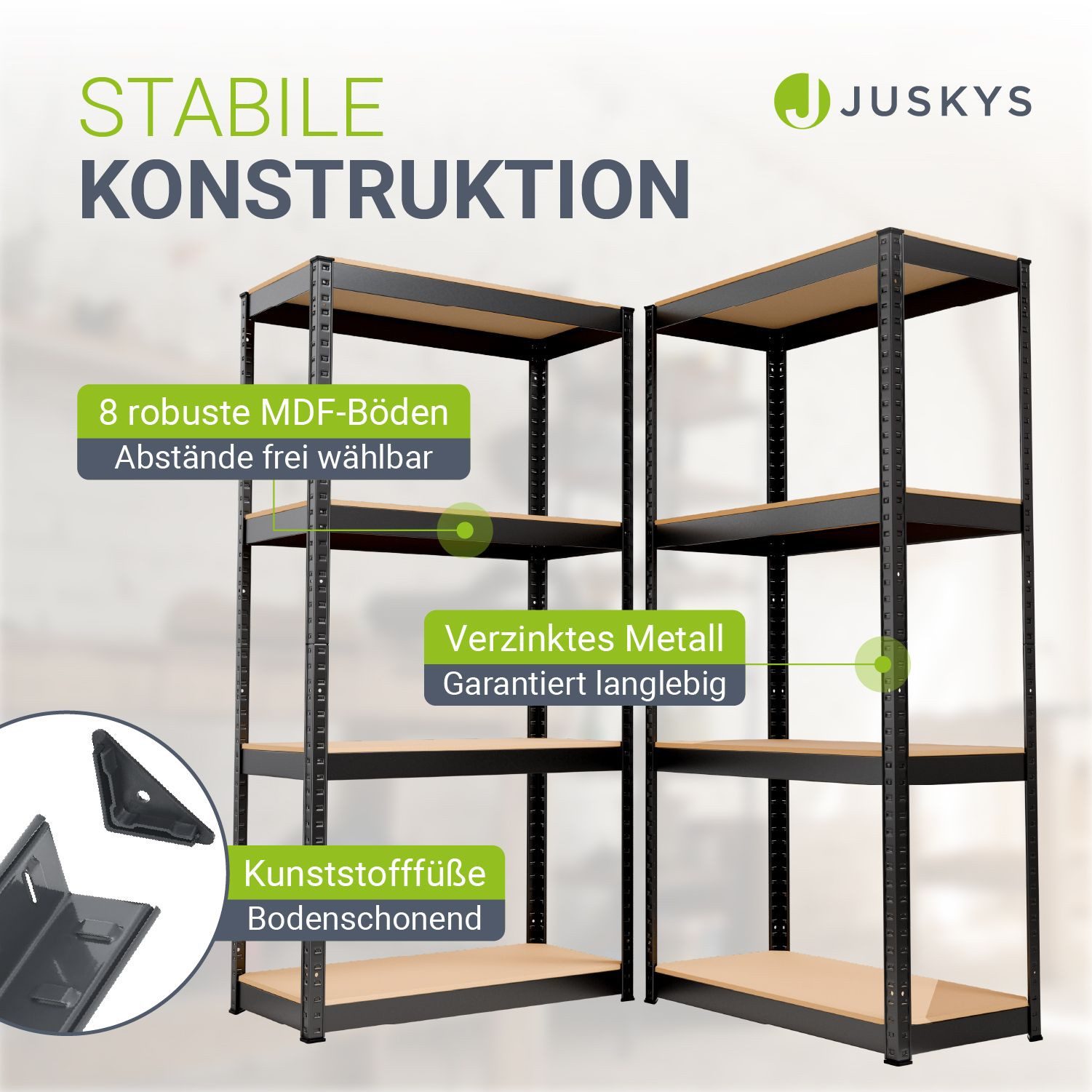 Juskys Schwerlastregal Easy, Set, 2er Set, 640 kg Traglast, 8 Böden, indivi günstig online kaufen