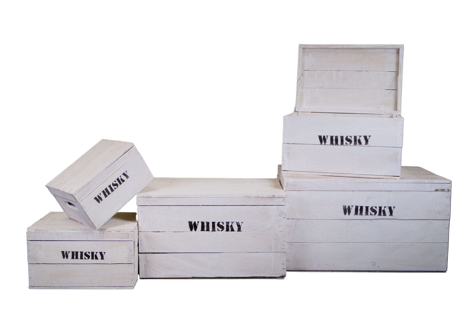 Kistenkolli Altes Land Allzweckkiste alte Holztruhe weiß Whisky Schatztruhe Weinkiste Holzkiste mit Deckel