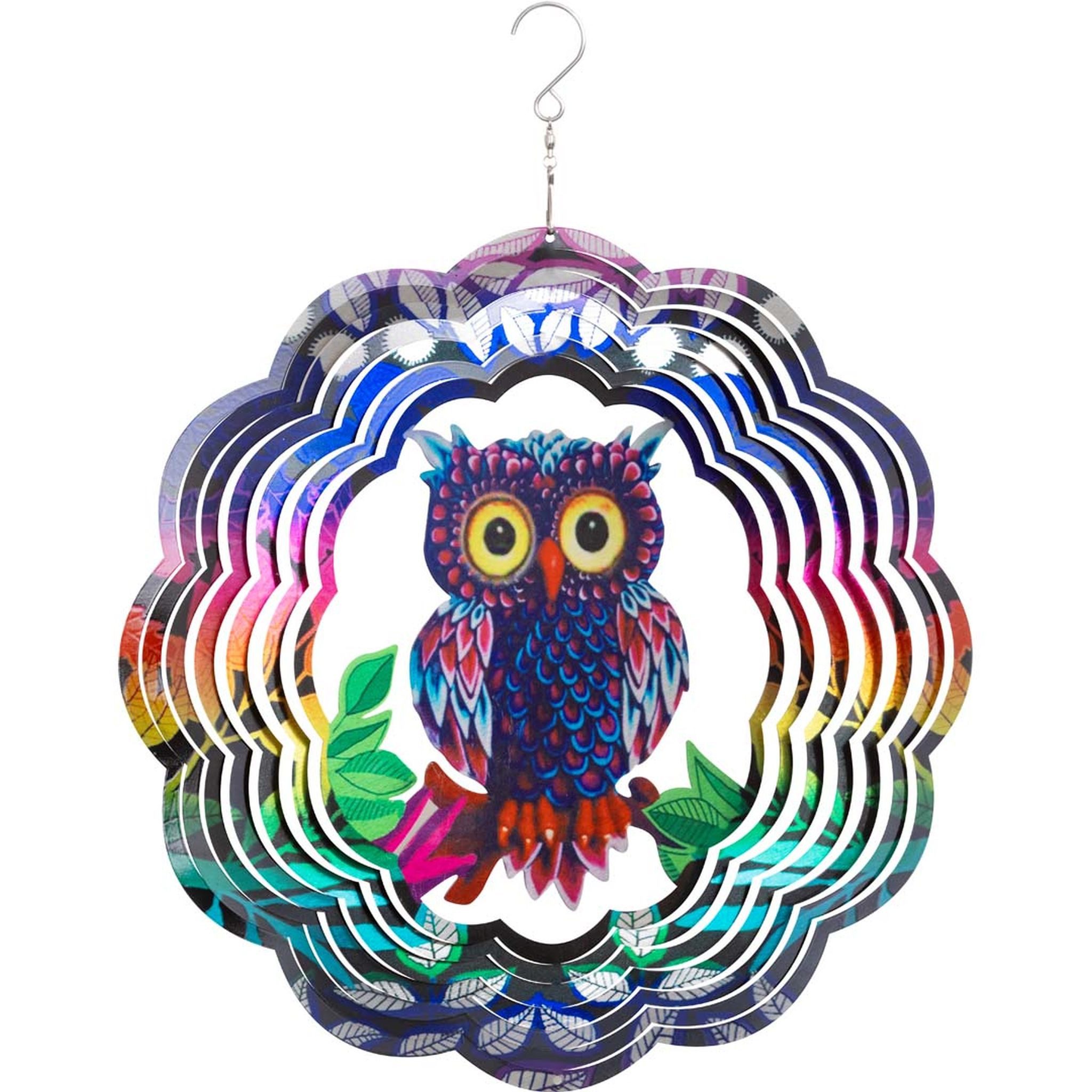 Kinetic Art Wanddekoobjekt Kinetic Art Metal Hanging Wind Spinner: 3D Flashy Owl