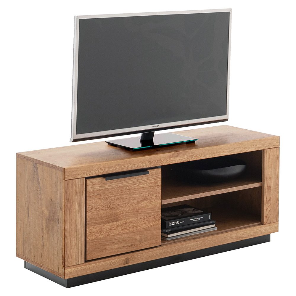 Lomadox Lowboard GIUSTINO-06, Eiche teilmassiv geölt, Massivholzfronten, 123cm breit