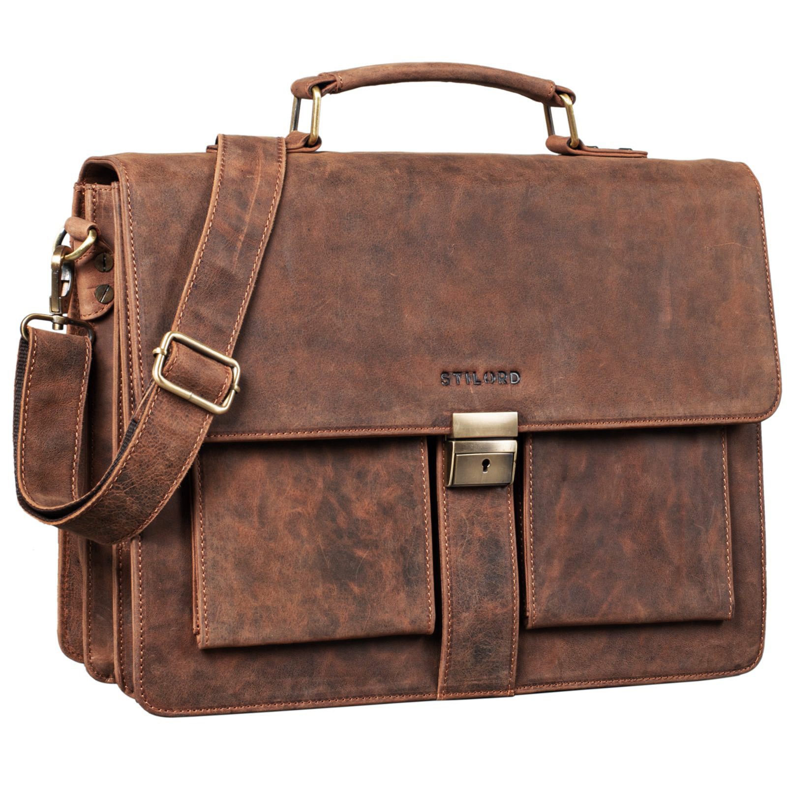 STILORD Aktentasche "Eros" Aktentasche Leder 15,6" Laptoptasche Businesstasche Echtleder