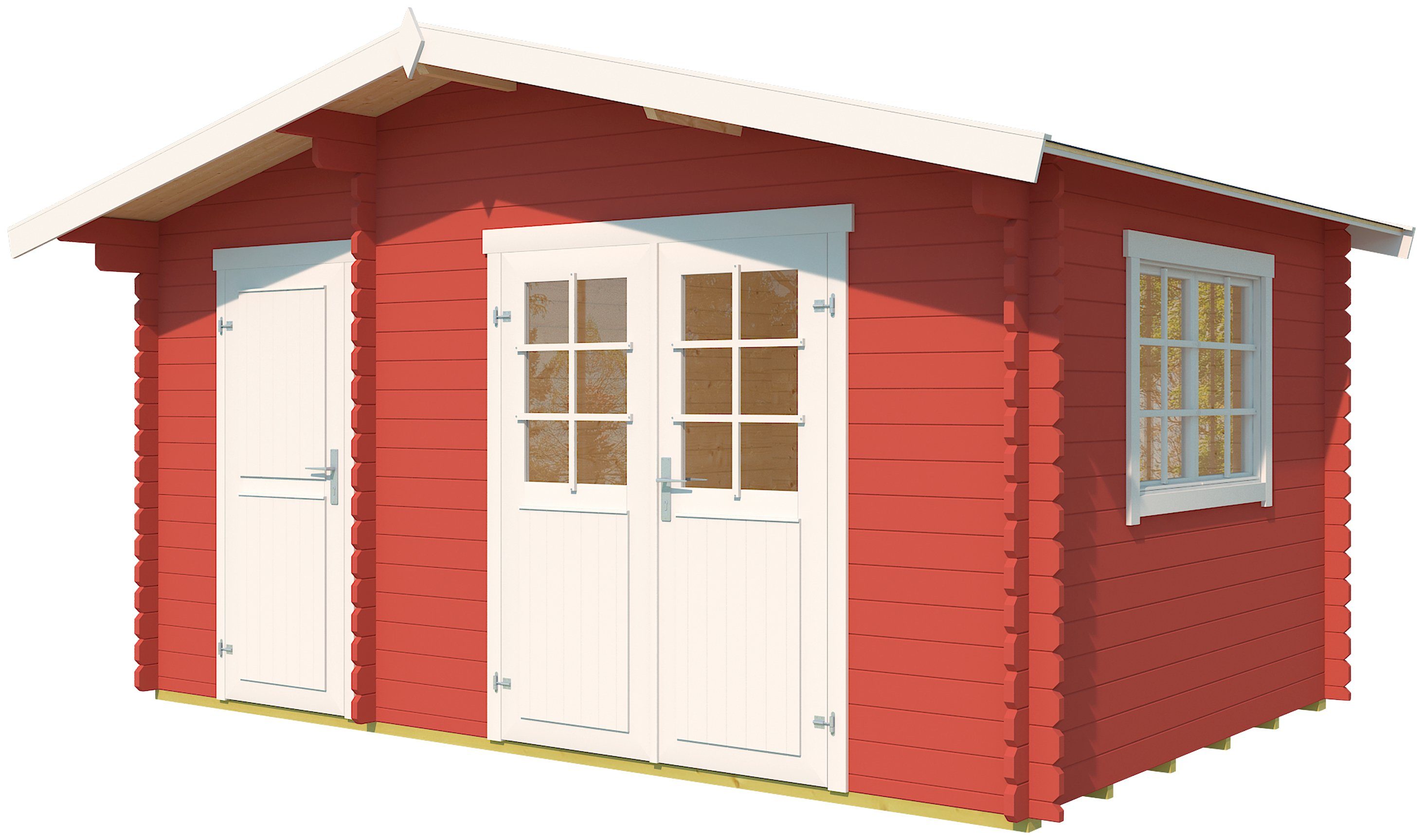LASITA MAJA Gartenhaus Keila 28, BxT: 445x490 cm, (Set), Blockbohlenhaus 34mm 2-Raum, Fundamentmass 4250x2800, Schwedenrot